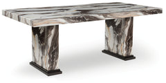 A2Z Furniture - Ashley Furniture - Jeshina Dining Table - Dining Table / Dark Brown/Beige - PCD581D4