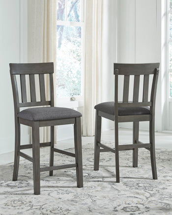 A2Z Furniture - Ashley Furniture - Hallanden Dining Room - Counter Height Bar Stool (Set of 2) / Two-tone Gray - D589-124X2