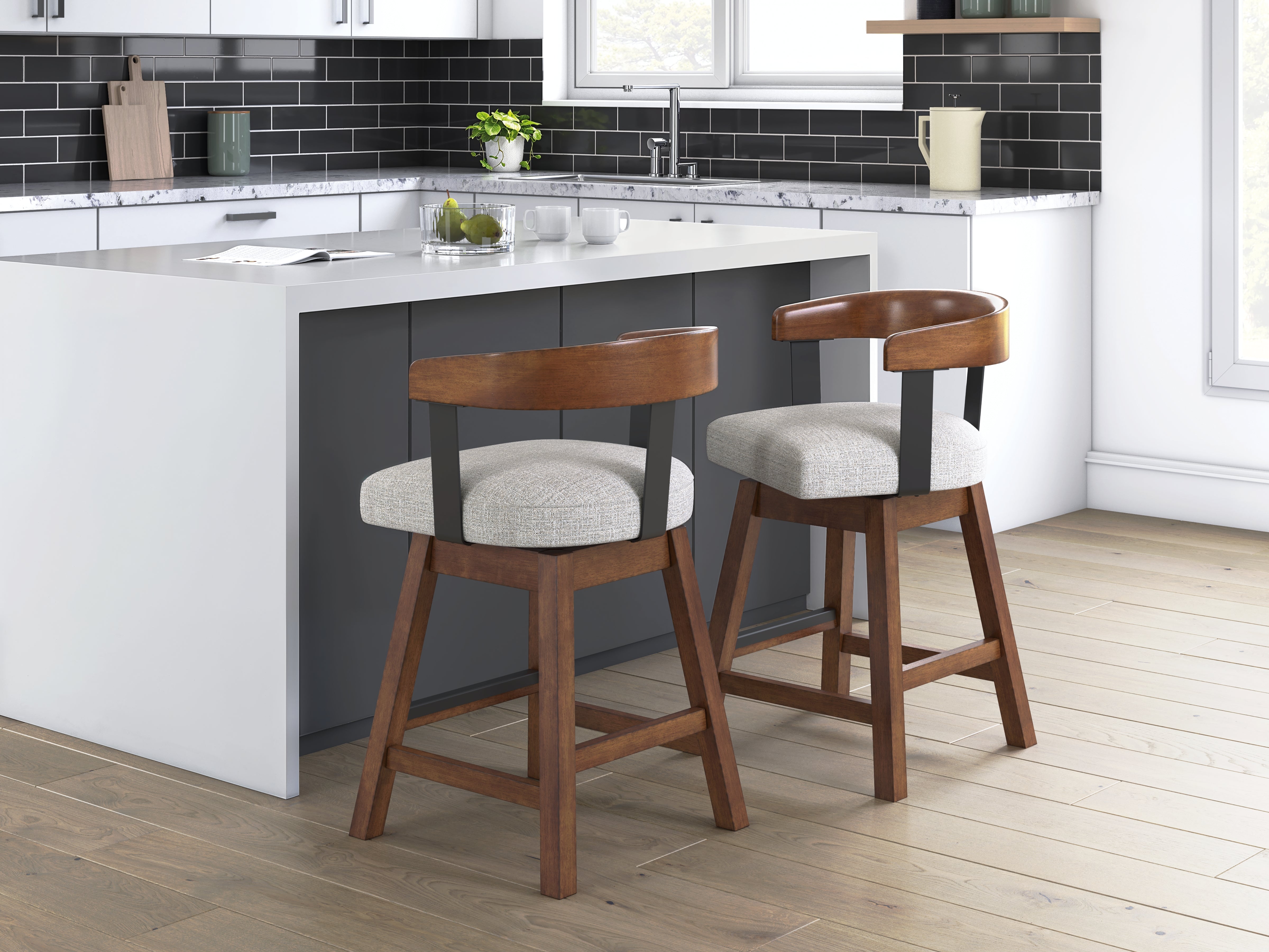 A2Z Furniture - Ashley Furniture - Ralene Dining Room - Counter Height Barstool (Set of 2) / Medium Brown - D594-224X2