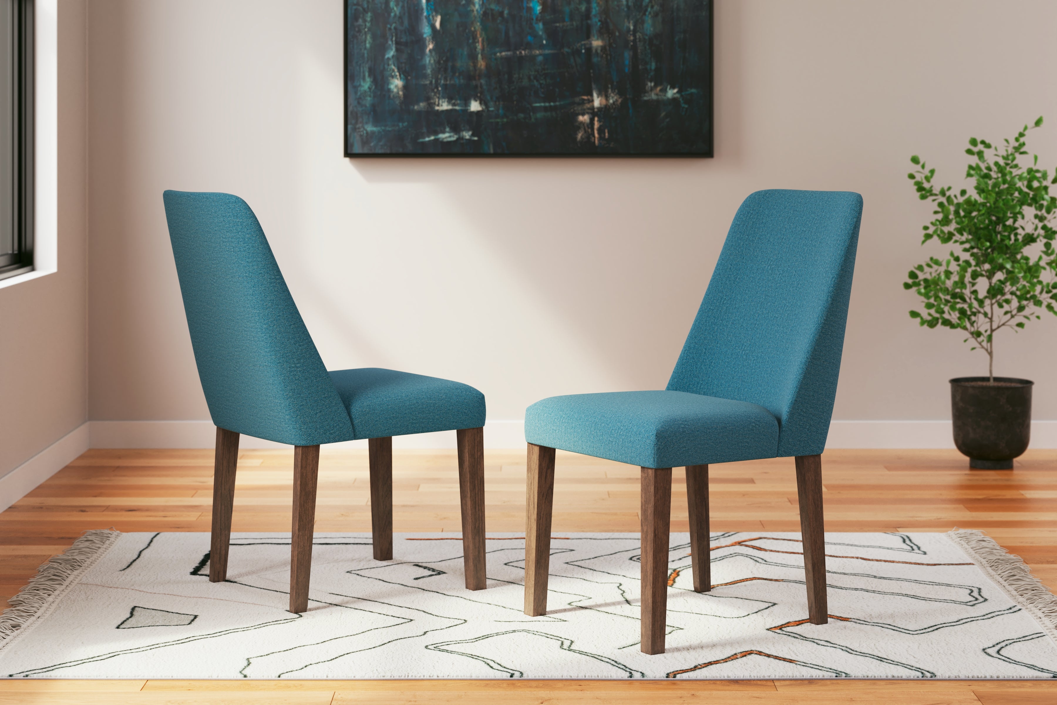 A2Z Furniture - Ashley Furniture - Lyncott Dining Room - Dining Chair (Set of 2) / Blue/Brown - D615-03X2