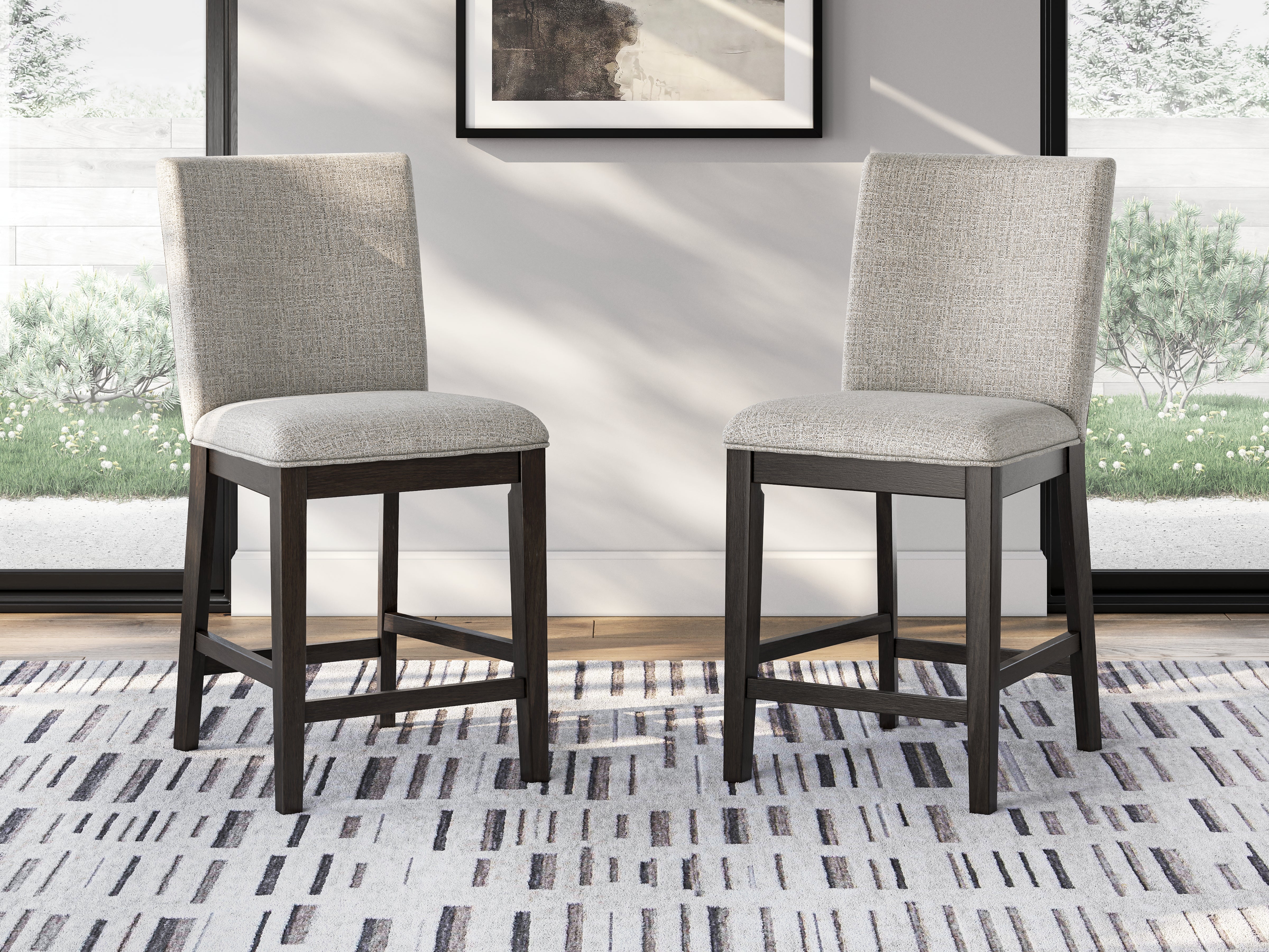 A2Z Furniture - Ashley Furniture - Neymorton Dining Room - Counter Height Barstool (Set of 2) / Dark Grayish Brown - D618-124X2