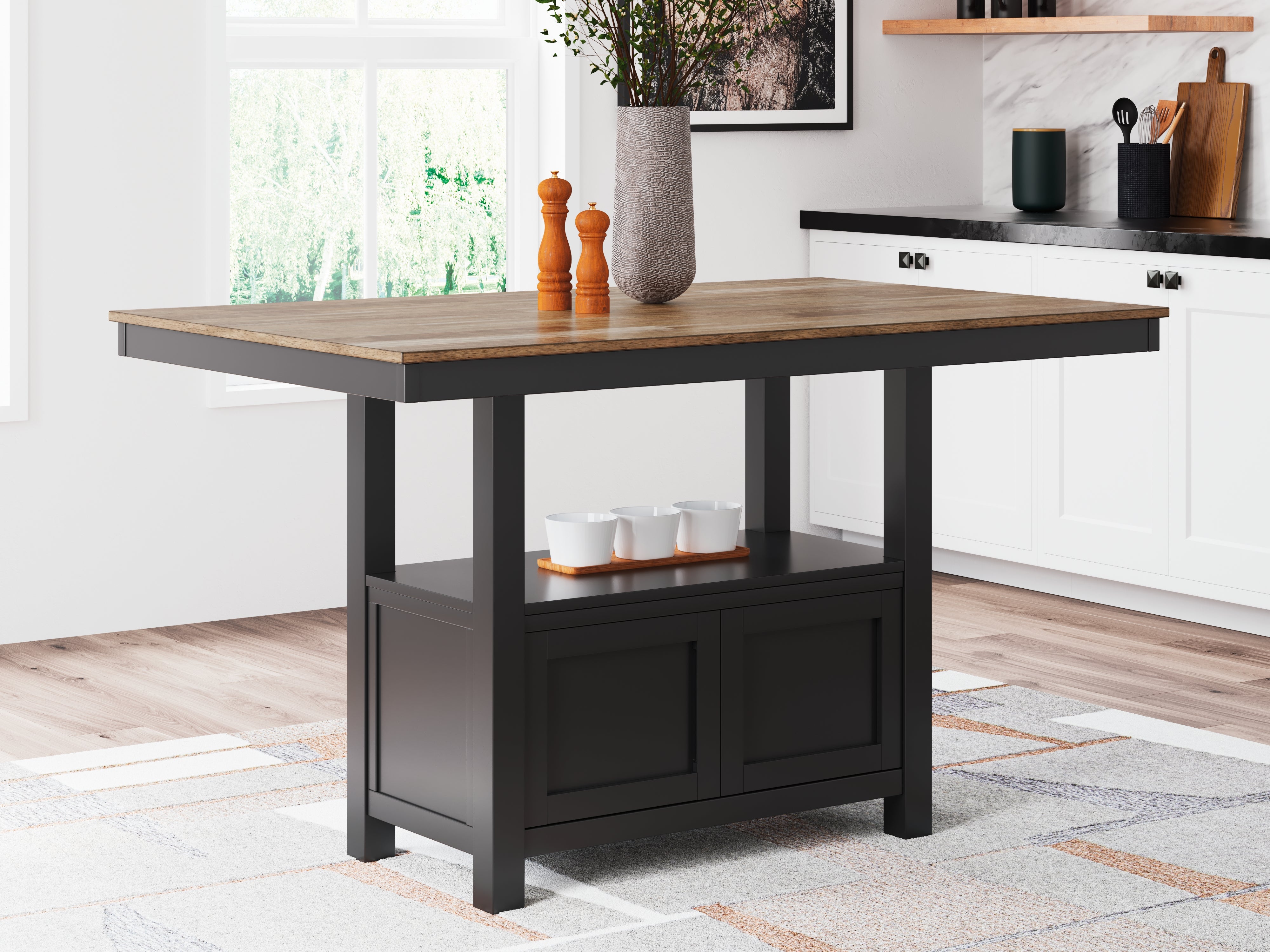 A2Z Furniture - Ashley Furniture - Wildenauer Dining Room - RECT Dining Room Counter Table / Brown/Black / 60"W x 38"D x 36"H - D634-13