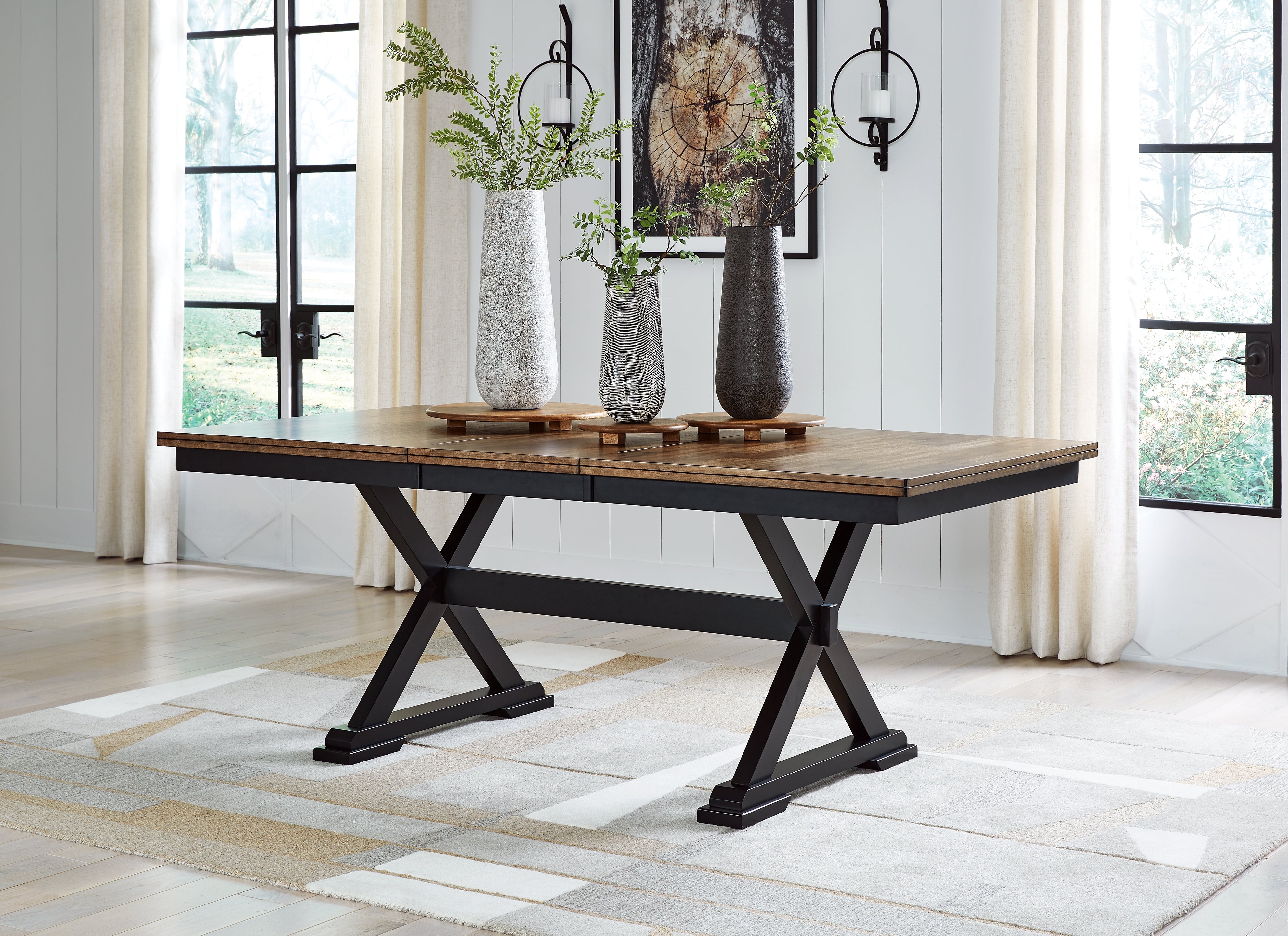 A2Z Furniture - Ashley Furniture - Wildenauer Dining Room - RECT Dining Room EXT Table / Brown/Black / 40"W x 78"D x 30"H - D634-35