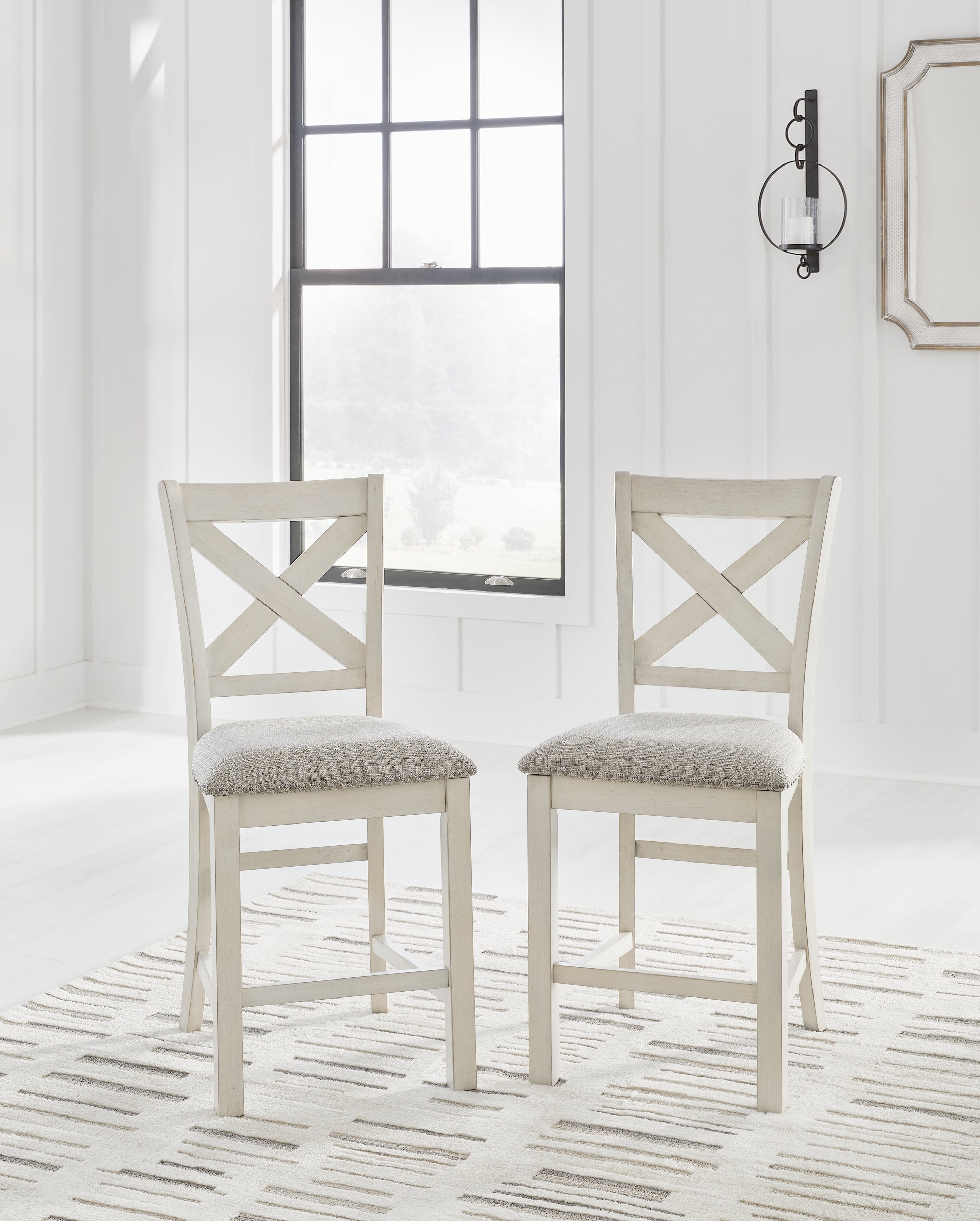 A2Z Furniture - Ashley Furniture - Robbinsdale Dining Room - Barstool (Set of 2) / Antique White - D642-124X2