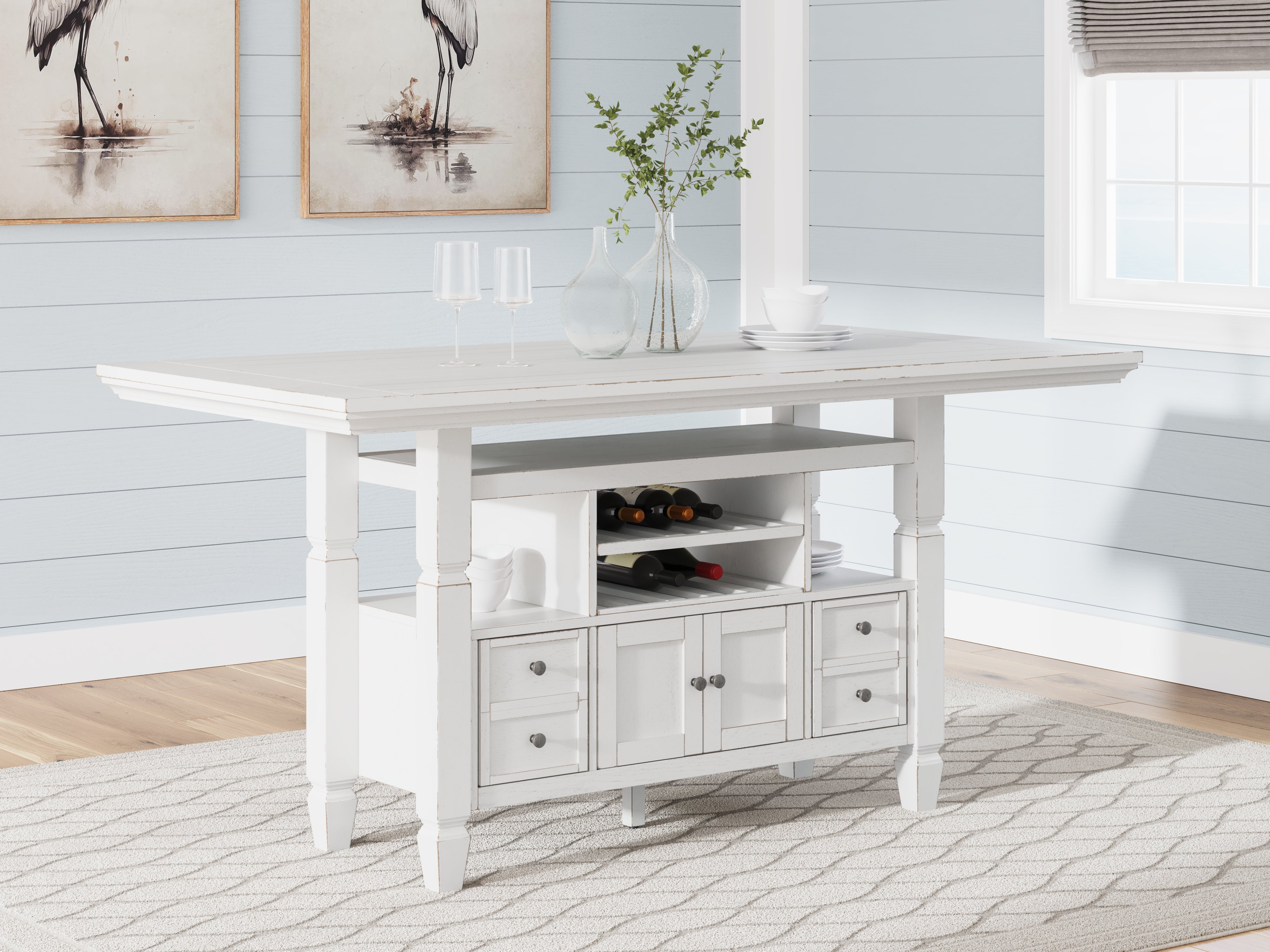 A2Z Furniture - Ashley Furniture - Robbinsdale Dining Room - Counter Height Dining Table / Antique White - D642D7