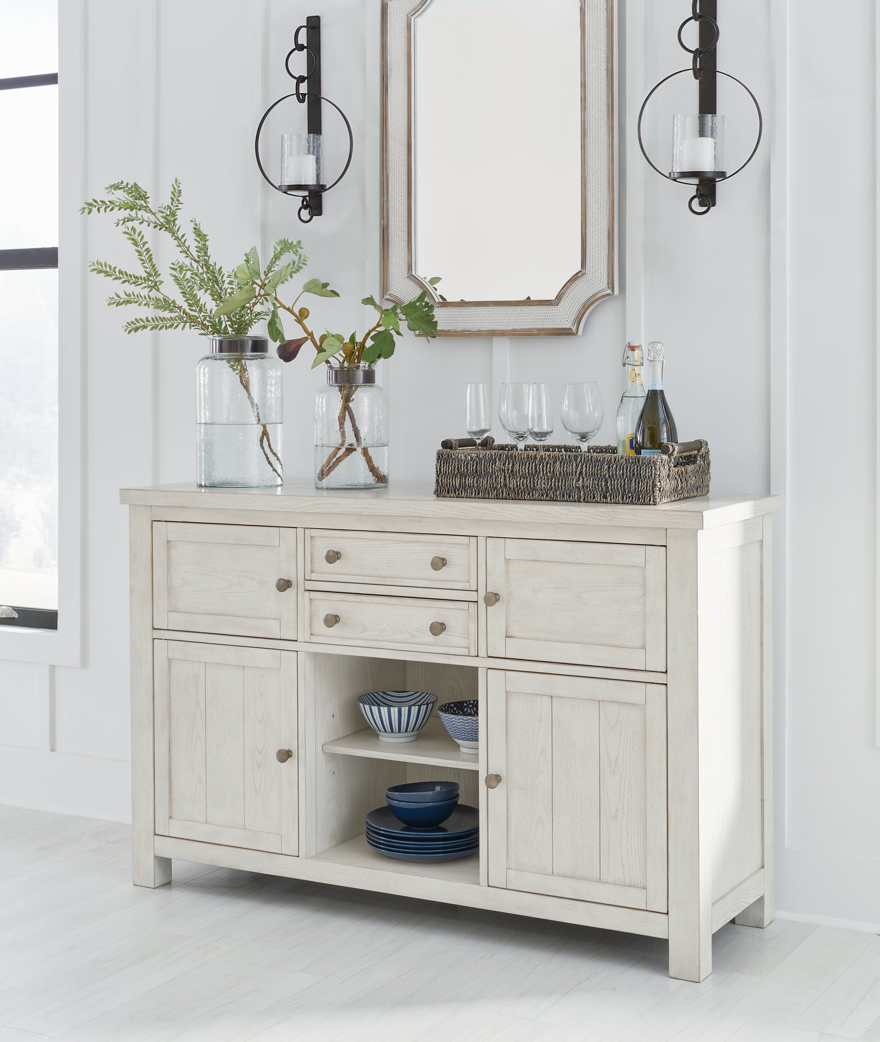 A2Z Furniture - Ashley Furniture - Robbinsdale Dining Room - Counter Height Barstool (Set of 2) / Antique White - D642-324X2