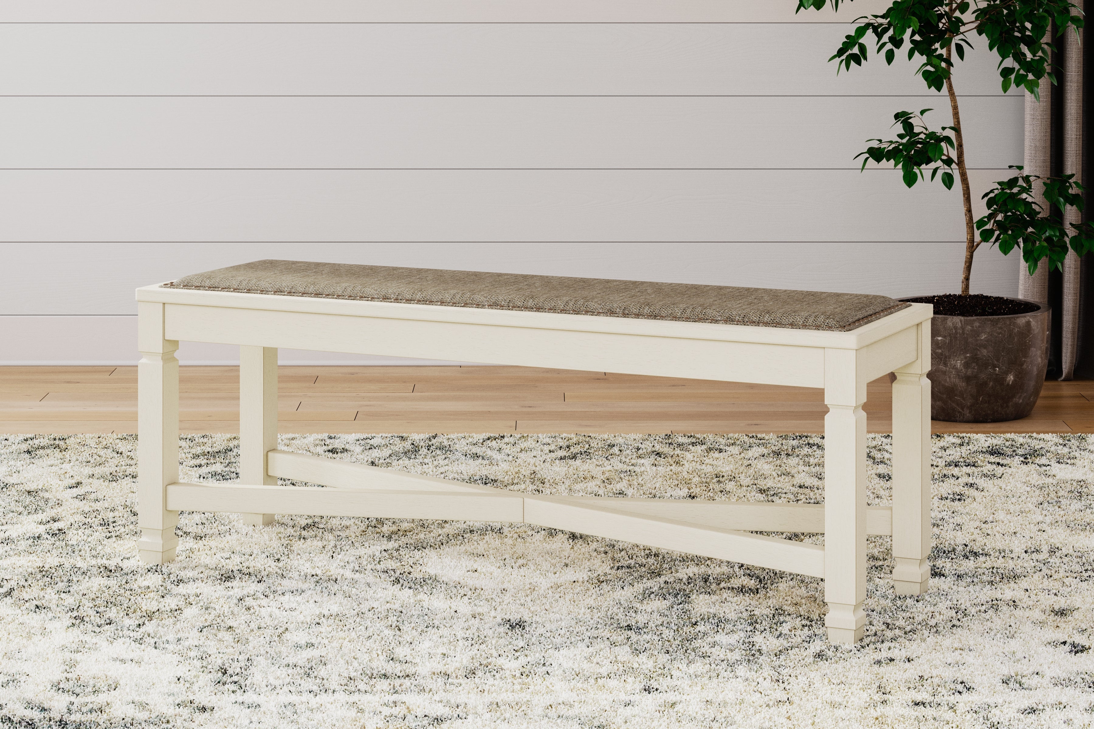 A2Z Furniture - Ashley Furniture - Bolanburg Dining Bench - Large UPH Dining Room Bench / Two-tone / 50"W x 15"D x 20"H - D647-00
