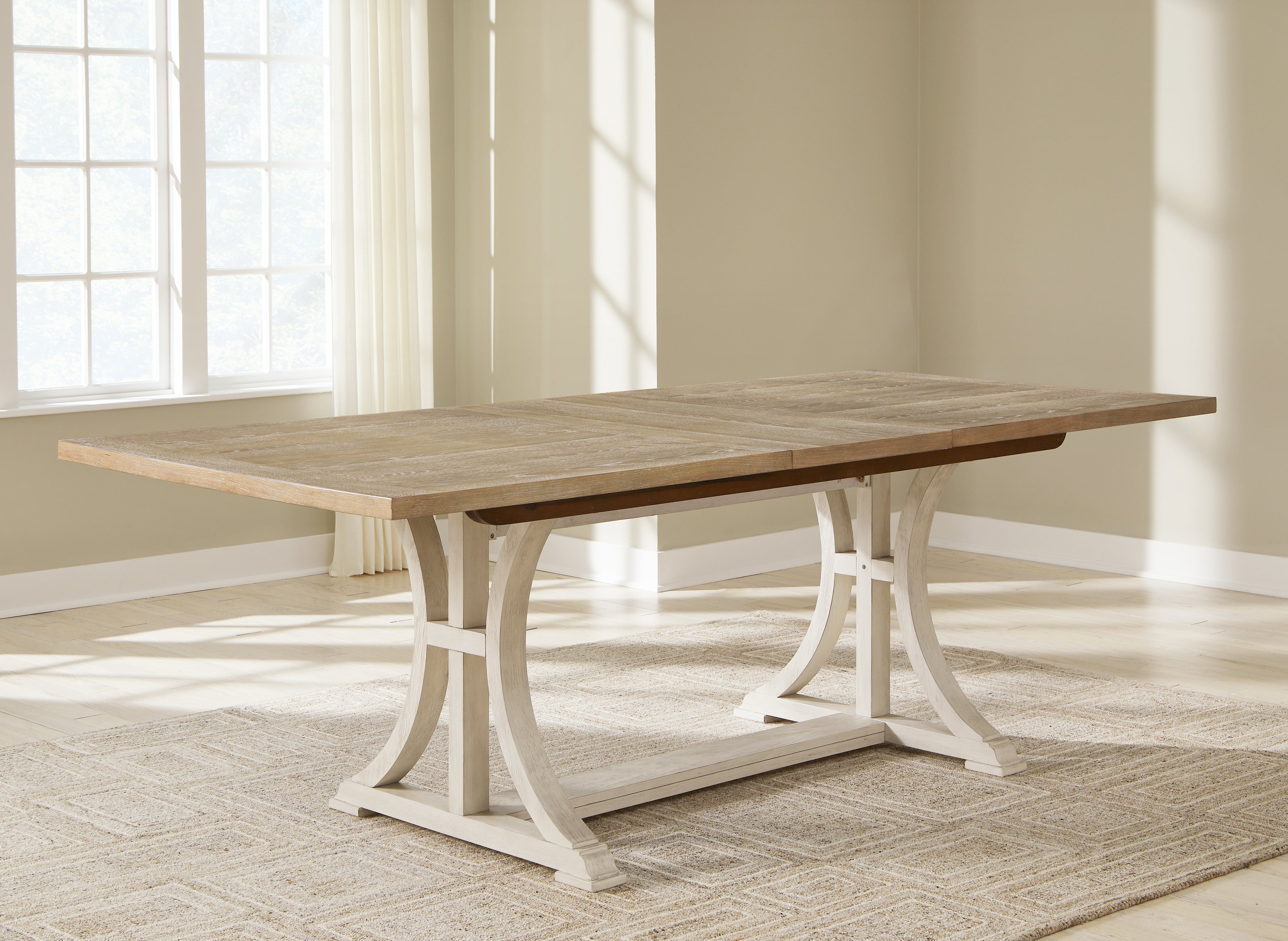A2Z Furniture - Ashley Furniture - Shaybrock Dining Room - RECT Dining Room EXT Table / Antique White/Brown - D683-35