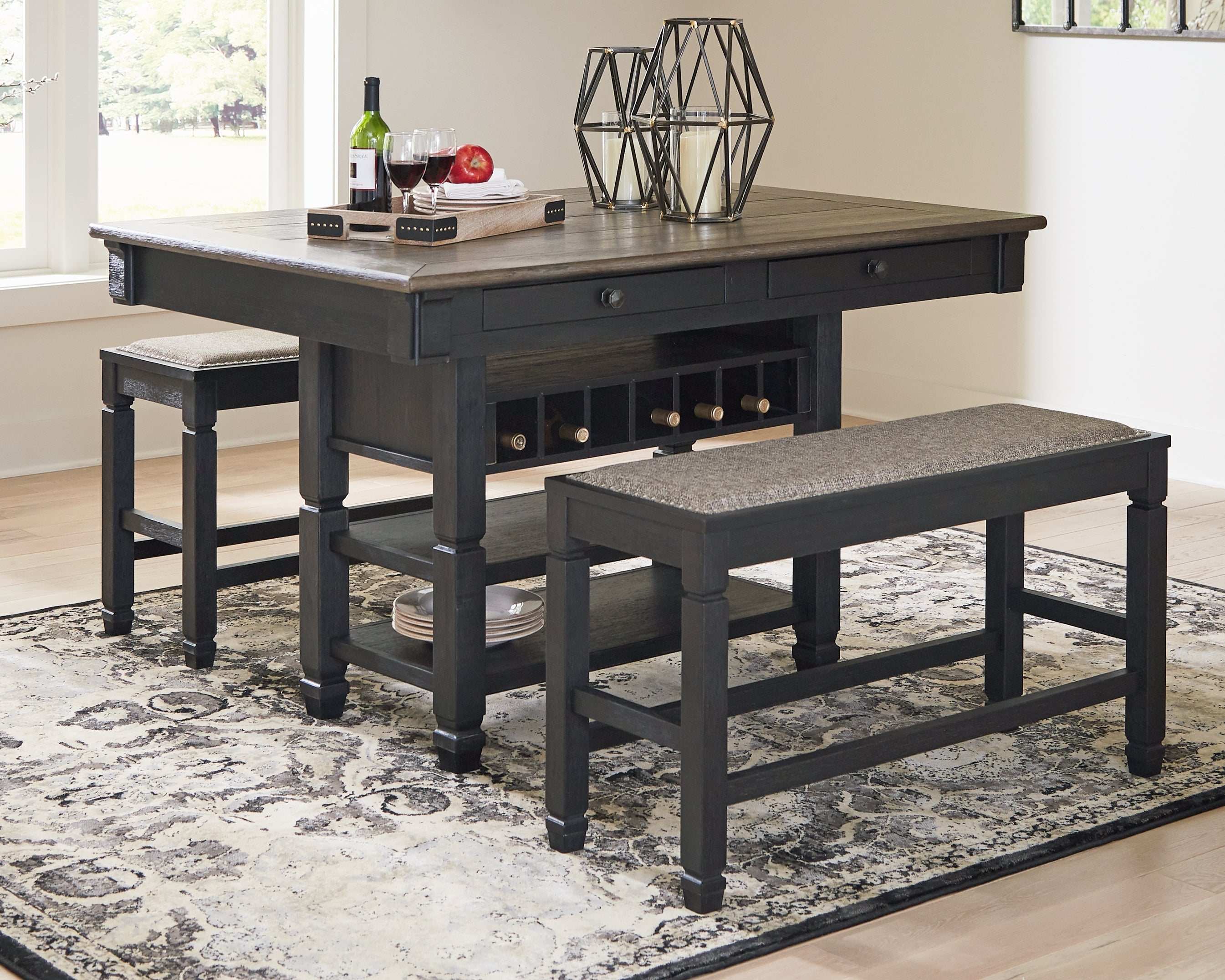 A2Z Furniture - Ashley Furniture - Tyler Creek Dining Room - RECT Dining Room Counter Table / Black/Gray - D736-32