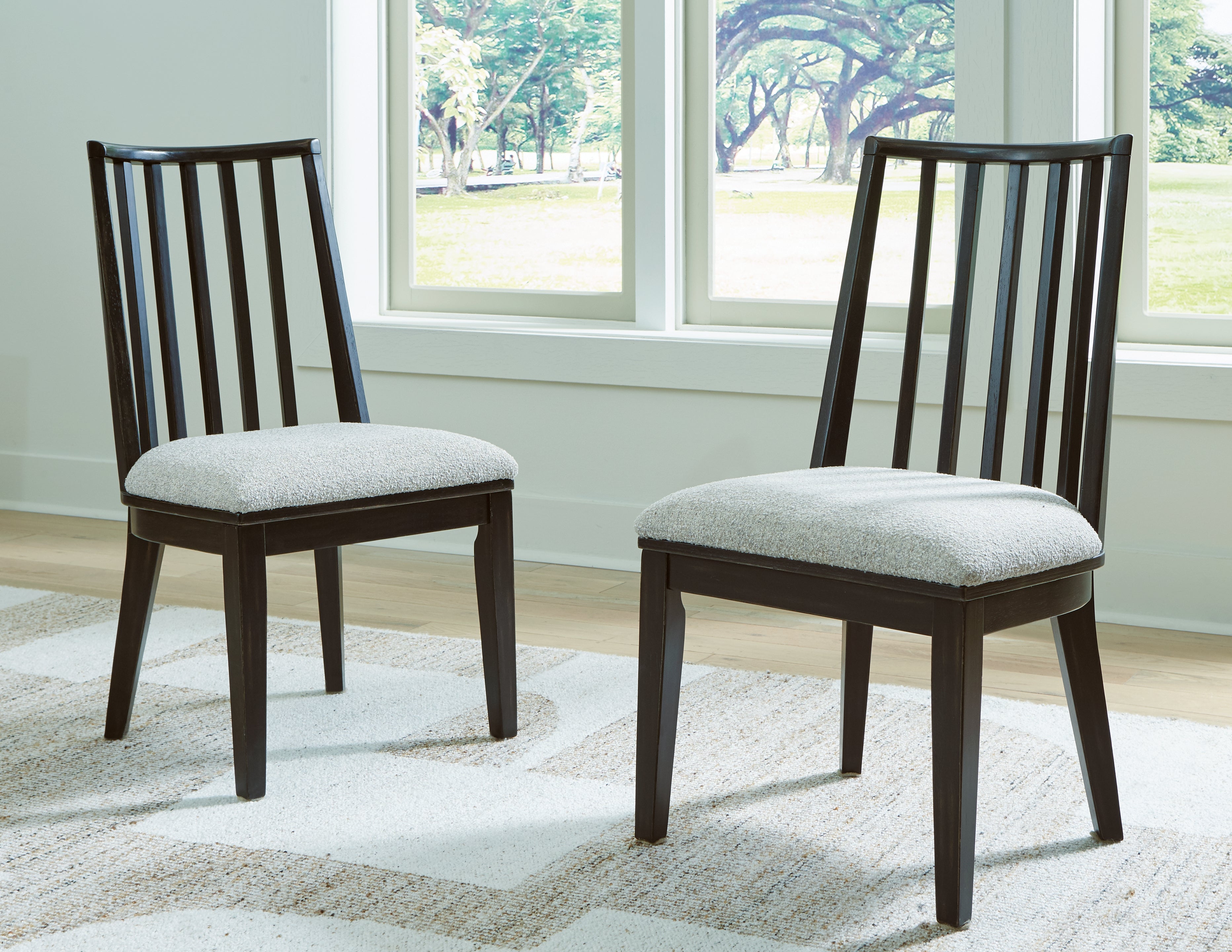 A2Z Furniture - Ashley Furniture - Galliden Dining Room - Dining Chair (Set of 2) / Black/Brown - D841-01X2