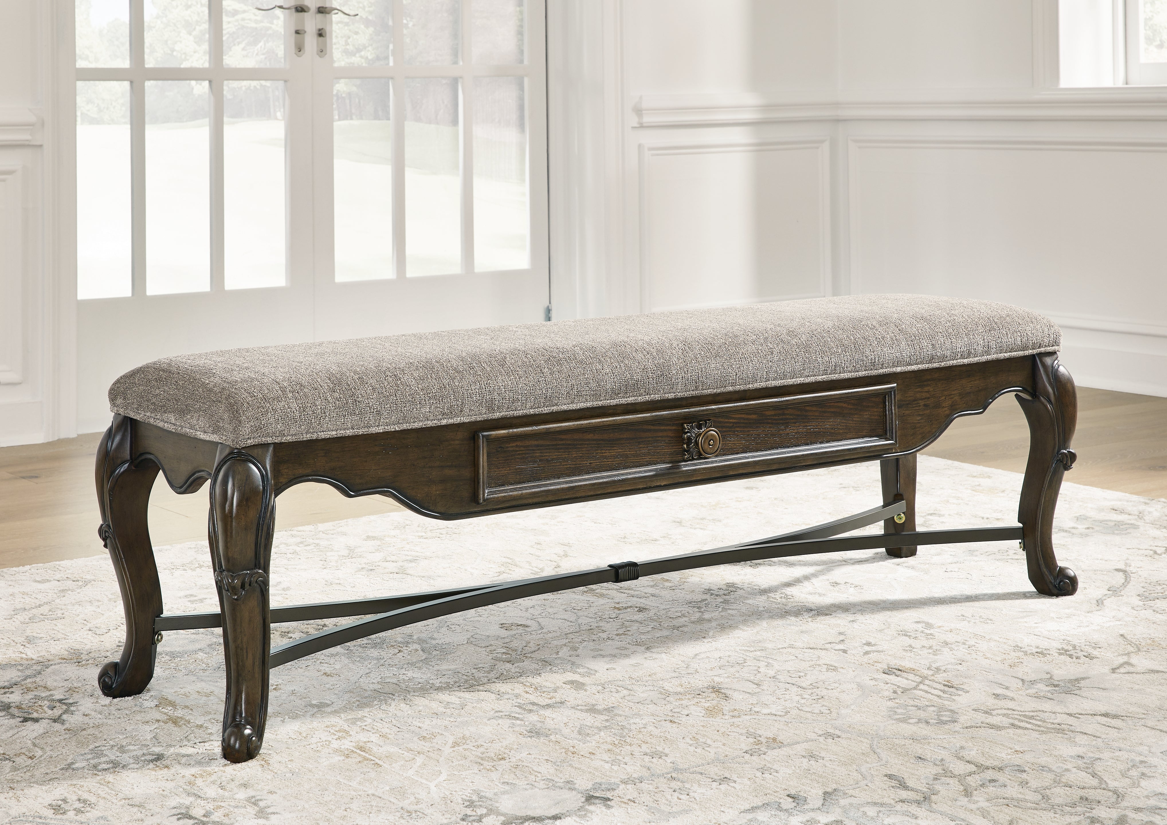 A2Z Furniture - Ashley Furniture - Maylee Dining Room - Upholstered Storage Bench / Dark Brown - D947-00