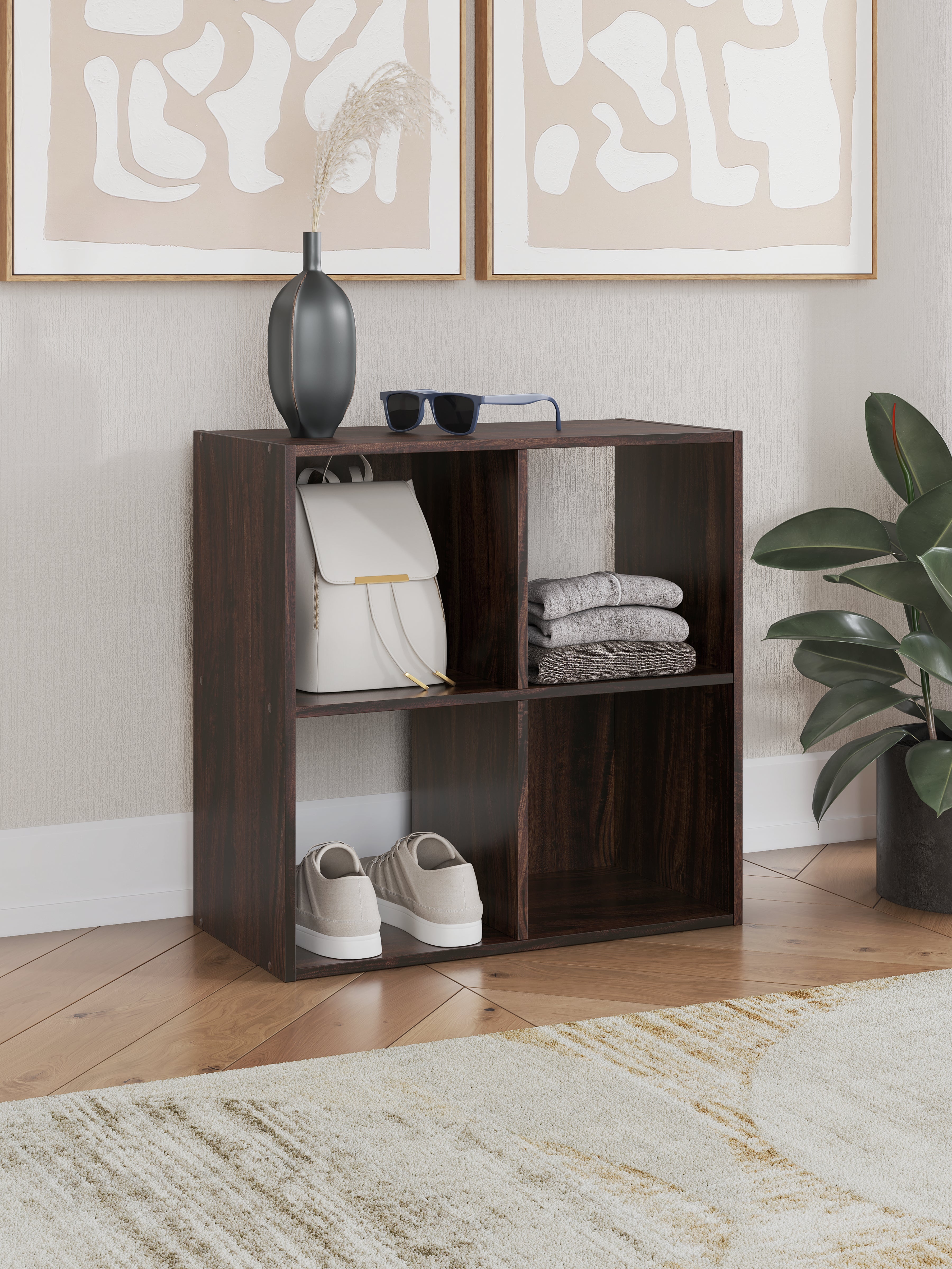 A2Z Furniture - Ashley Furniture - Glosmount Four Cube Organizer - Four Cube Organizer / Cherry/Light Brown - EA1055-2X2