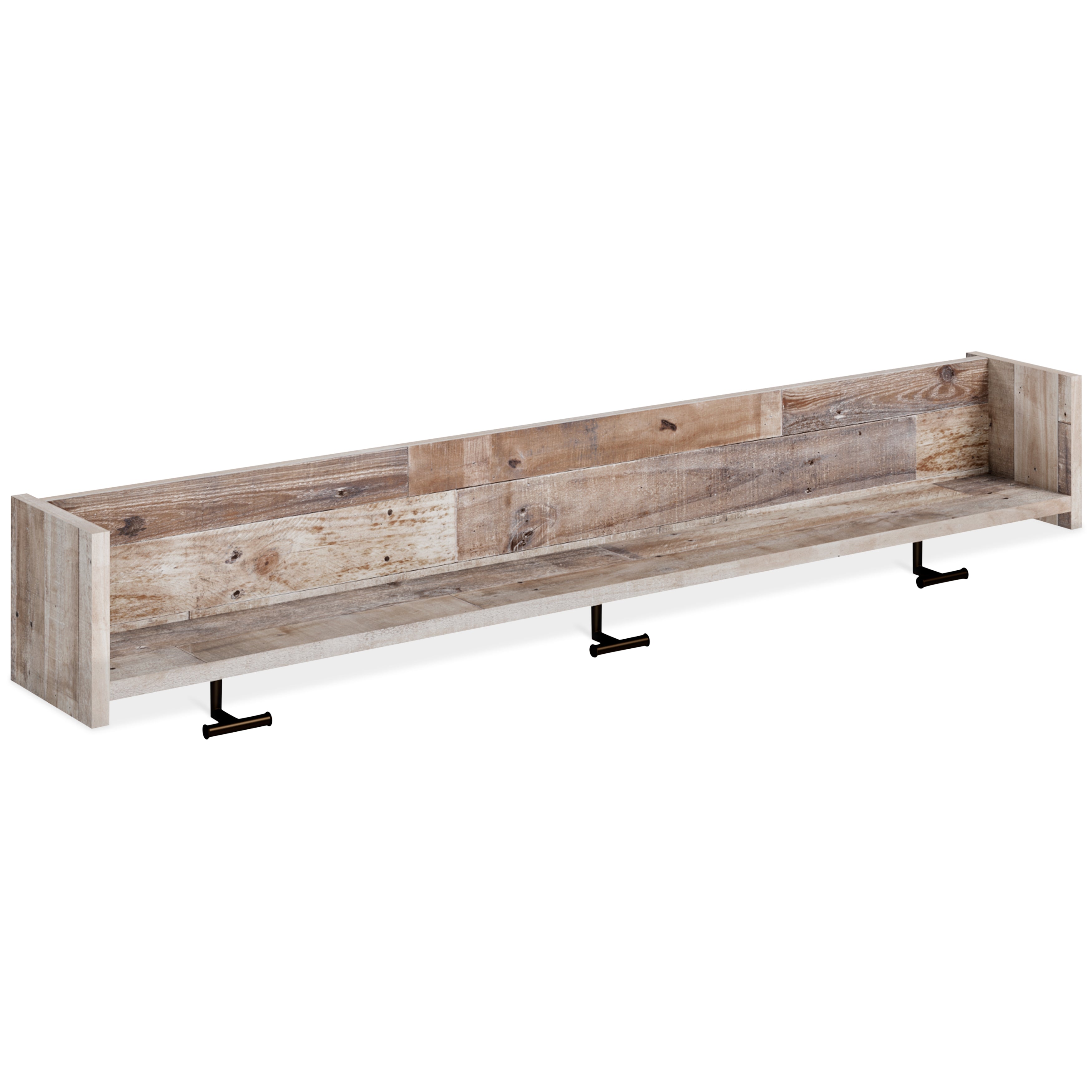 A2Z Furniture - Ashley Furniture - Neilsville Wall Decor - Wall Mounted Coat Rack w/Shelf / Whitewash - EA2320-151