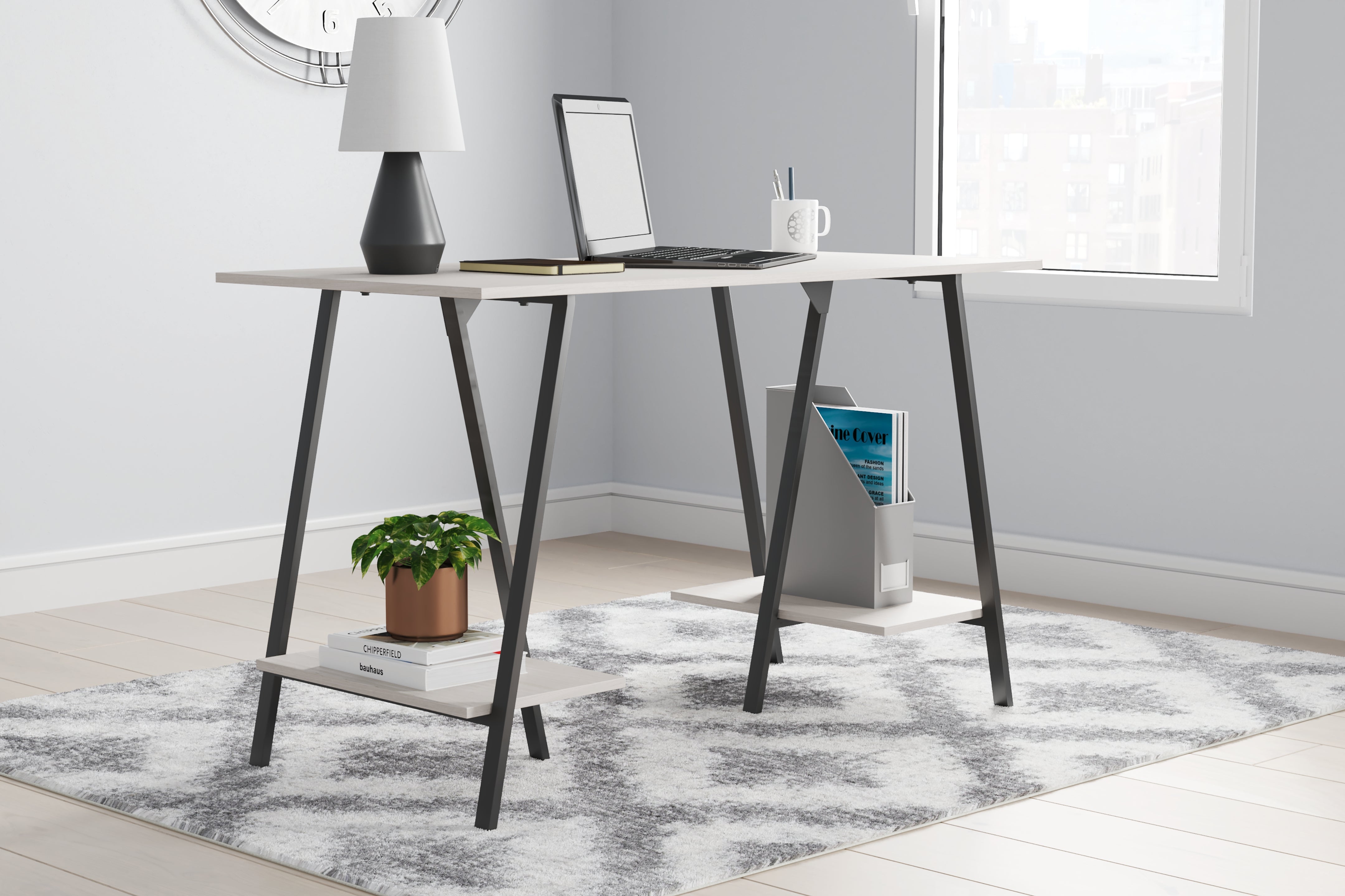 A2Z Furniture - Ashley Furniture - Bayflynn Office Desk - Home Office Desk / White/Black - H288-27