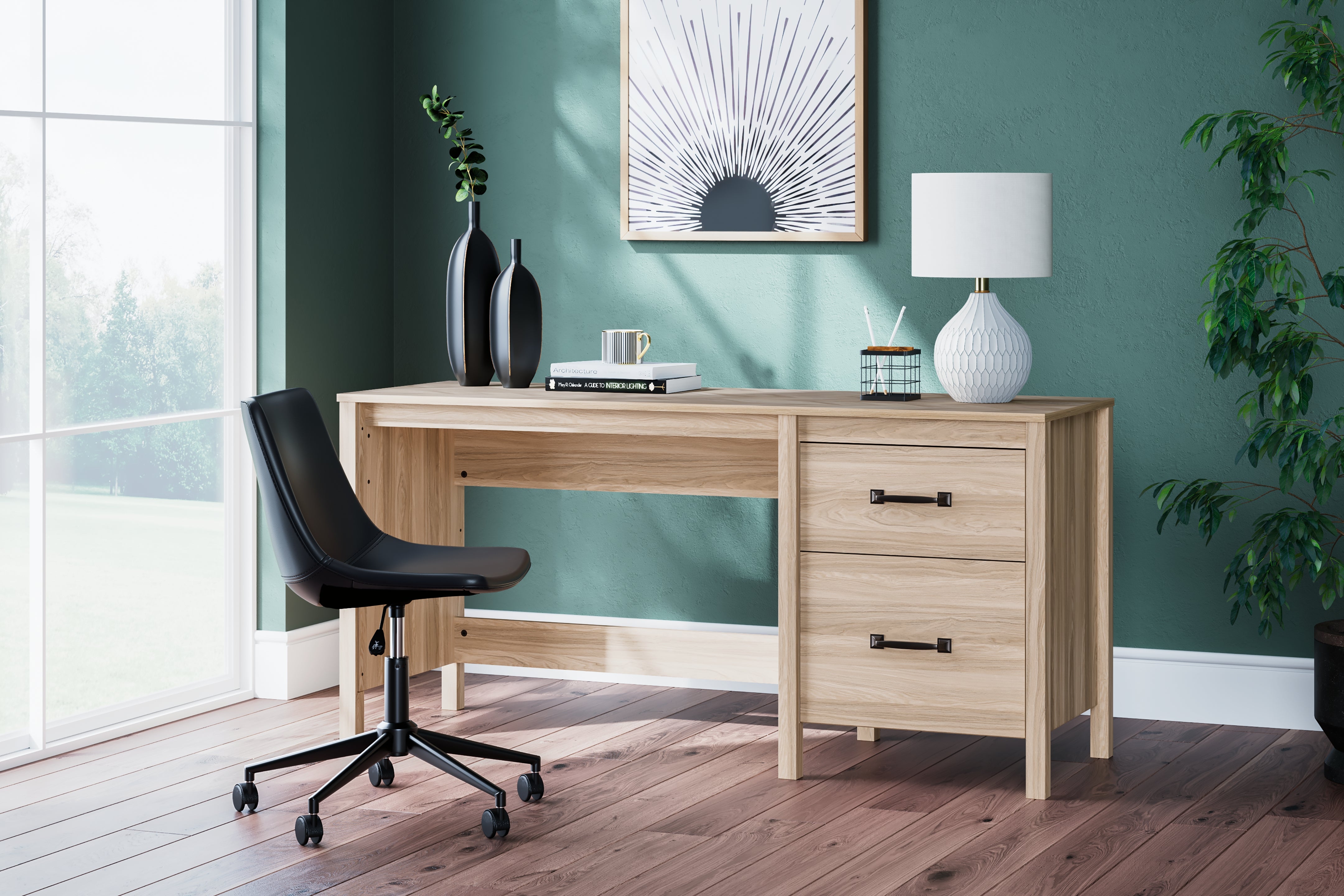 A2Z Furniture - Ashley Furniture - Battelle Office Desk - Home Office Desk / Tan - H3929-134