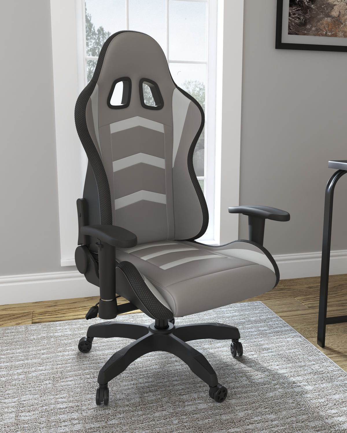 A2Z Furniture - Ashley Furniture - Lynxtyn Desk Chair - Home Office Swivel Desk Chair / White/Gray - H400-08A