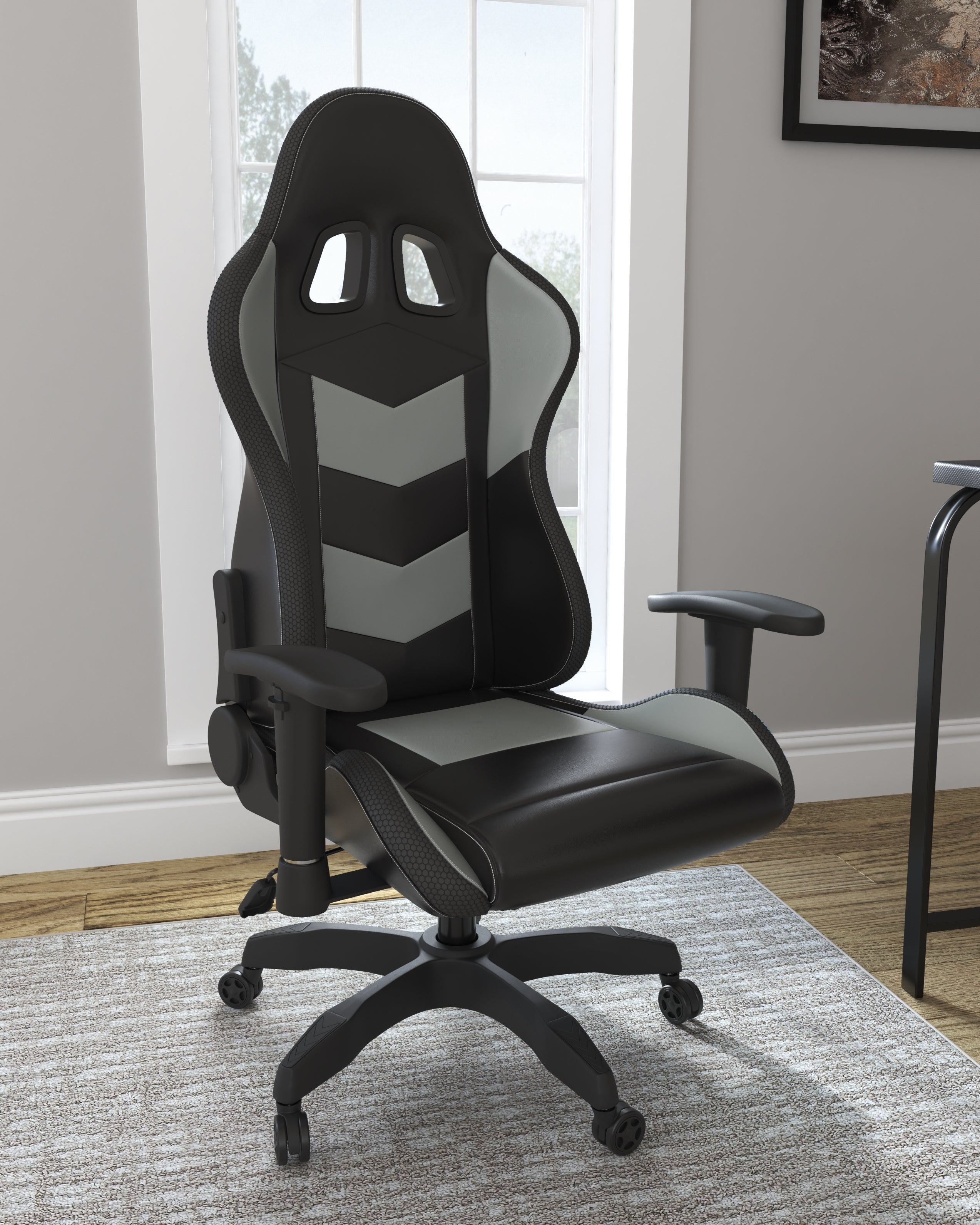 A2Z Furniture - Ashley Furniture - Lynxtyn Desk Chair - Home Office Swivel Desk Chair / Black/Gray - H400-09A