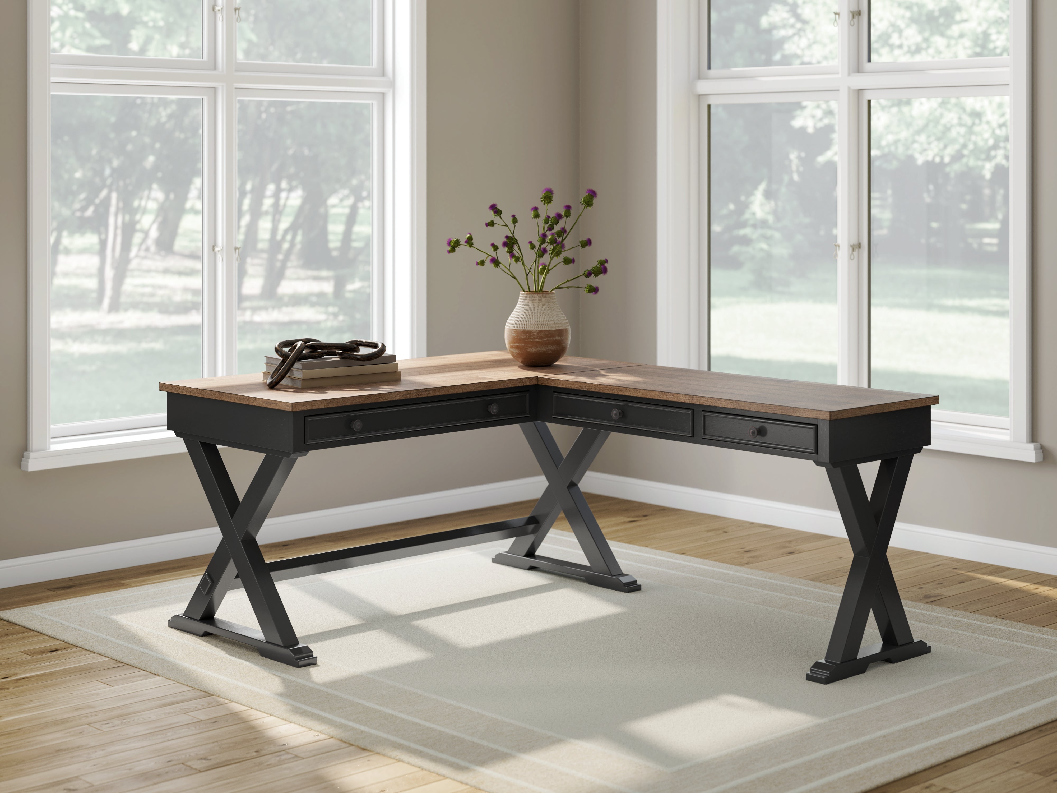 A2Z Furniture - Ashley Furniture - Wildenauer Office Desk - Home Office Desk / Brown/Black - H664H2