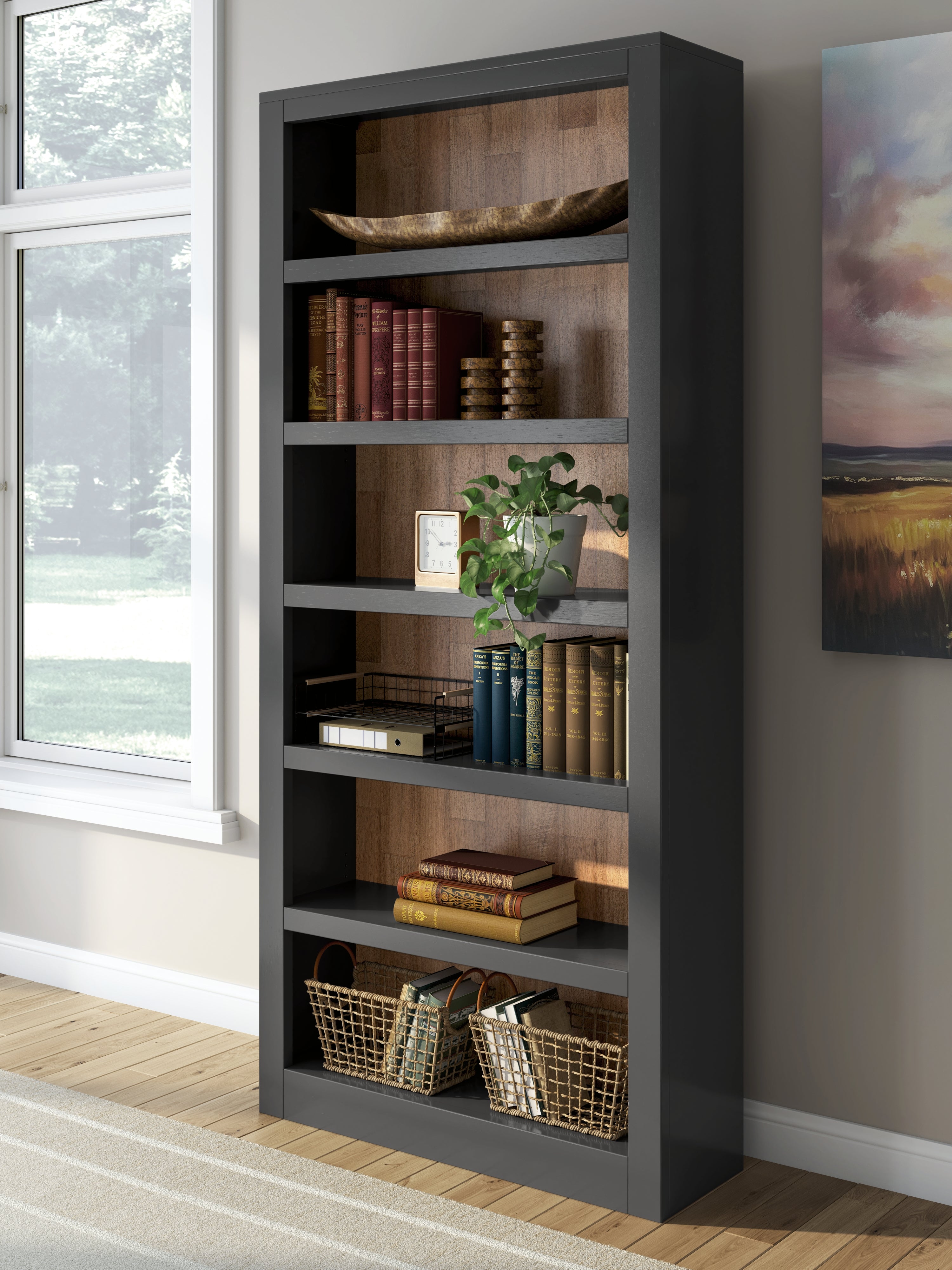 A2Z Furniture - Ashley Furniture - Wildenauer Bookcase - Bookcase / Brown/Black - H664-70