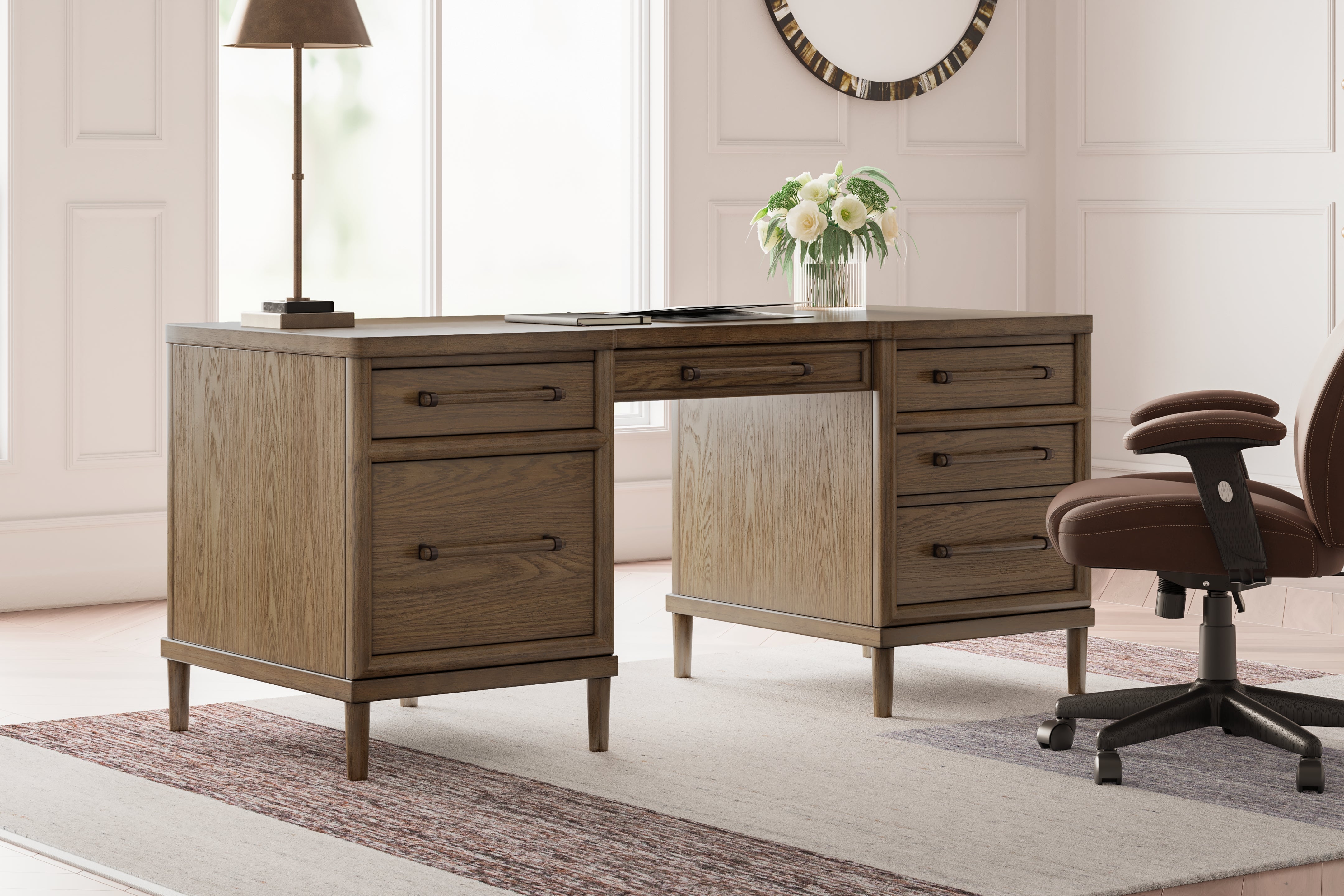 A2Z Furniture - Ashley Furniture - Roanhowe Office Desk - Home Office Desk / Brown - H769-21