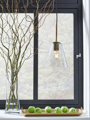 A2Z Furniture - Ashley Furniture - Collbrook Lighting - Glass Pendant Light (1/CN) / Clear/Brass - L000668