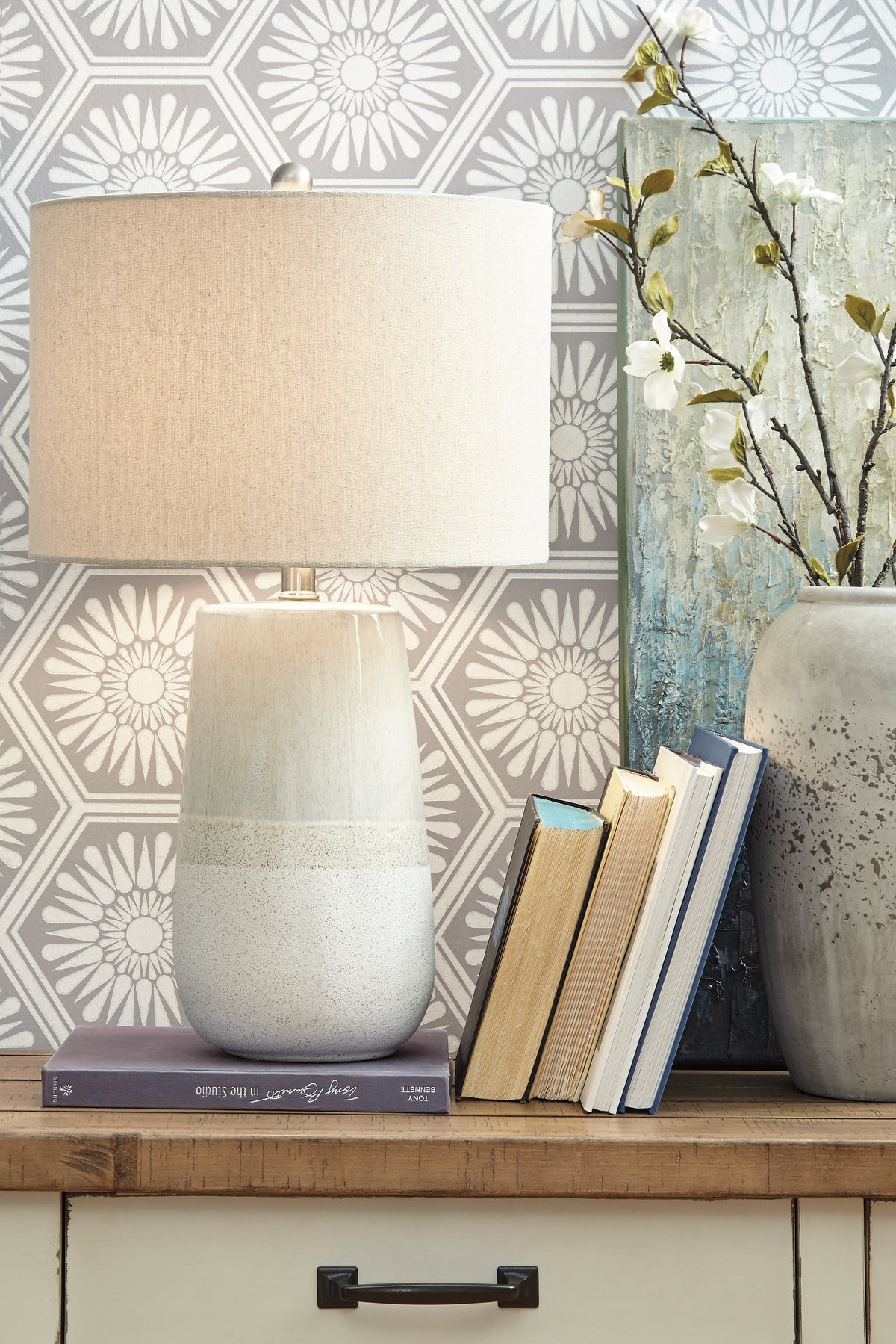 A2Z Furniture - Ashley Furniture - Shavon Lighting - Table Lamp (Set of 2) / Beige/White - L100724X2
