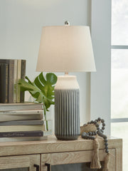 A2Z Furniture - Ashley Furniture - Afener Lighting - Ceramic Table Lamp (Set of 2) / Blue/Beige - L177984
