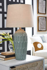A2Z Furniture - Ashley Furniture - Hadbury Lighting - Ceramic Table Lamp (Set of 2) / Pale Blue/Teal - L178034