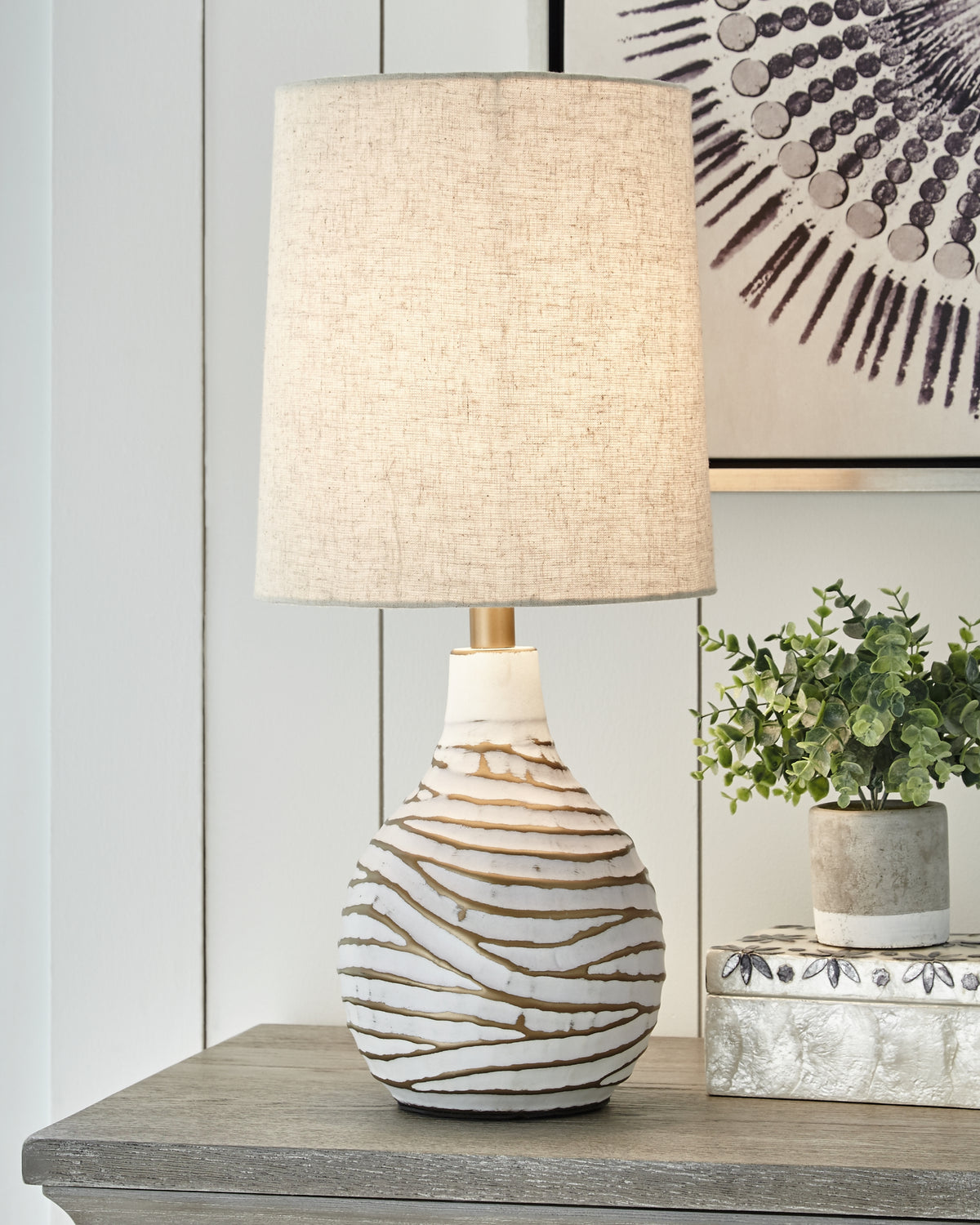 A2Z Furniture - Ashley Furniture - Aleela Lighting - Table Lamp (Set of 2) / White/Gold Finish - L204194X2