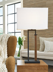 A2Z Furniture - Ashley Furniture - Voslen Lighting - Metal Table Lamp (Set of 2) / Black/Brown - L204554