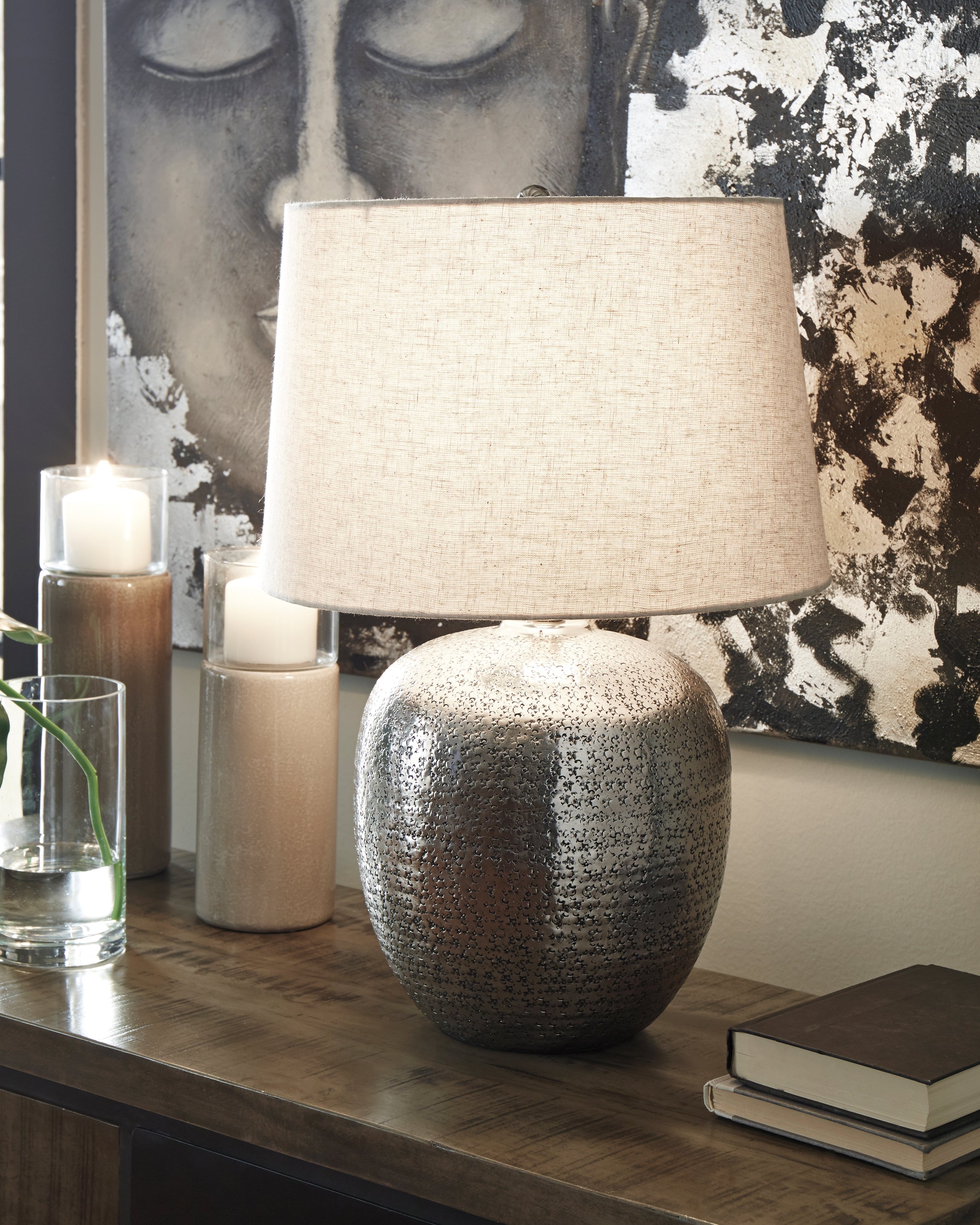 A2Z Furniture - Ashley Furniture - Magalie Lighting - Table Lamp (Set of 2) / Antique Silver Finish - L207314X2