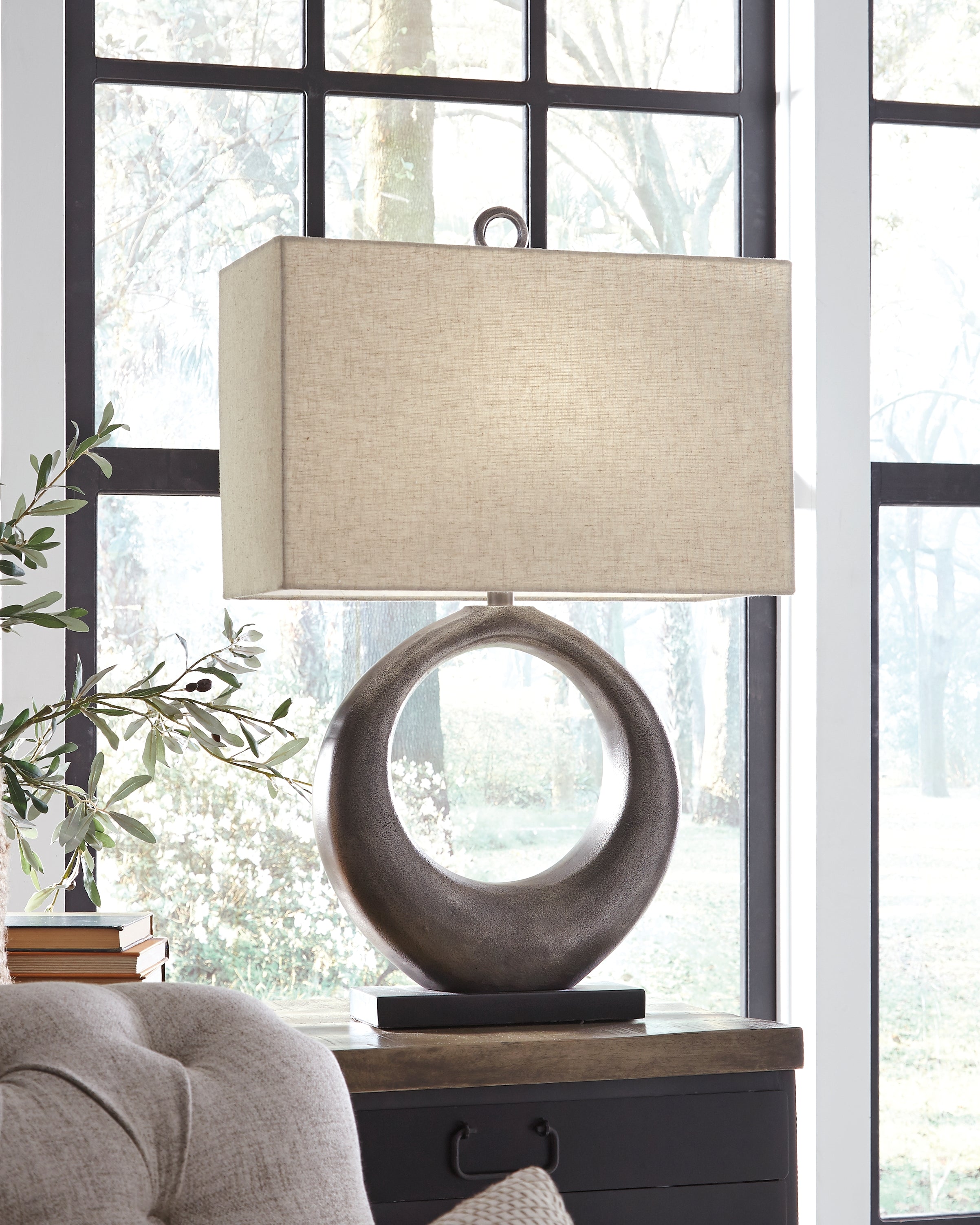 A2Z Furniture - Ashley Furniture - Saria Lighting - Table Lamp (Set of 2) / Antique Silver Finish - L207394X2