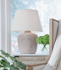 A2Z Furniture - Ashley Furniture - Danry Lighting - Table Lamp (Set of 2) / Distressed Cream - L207454X2