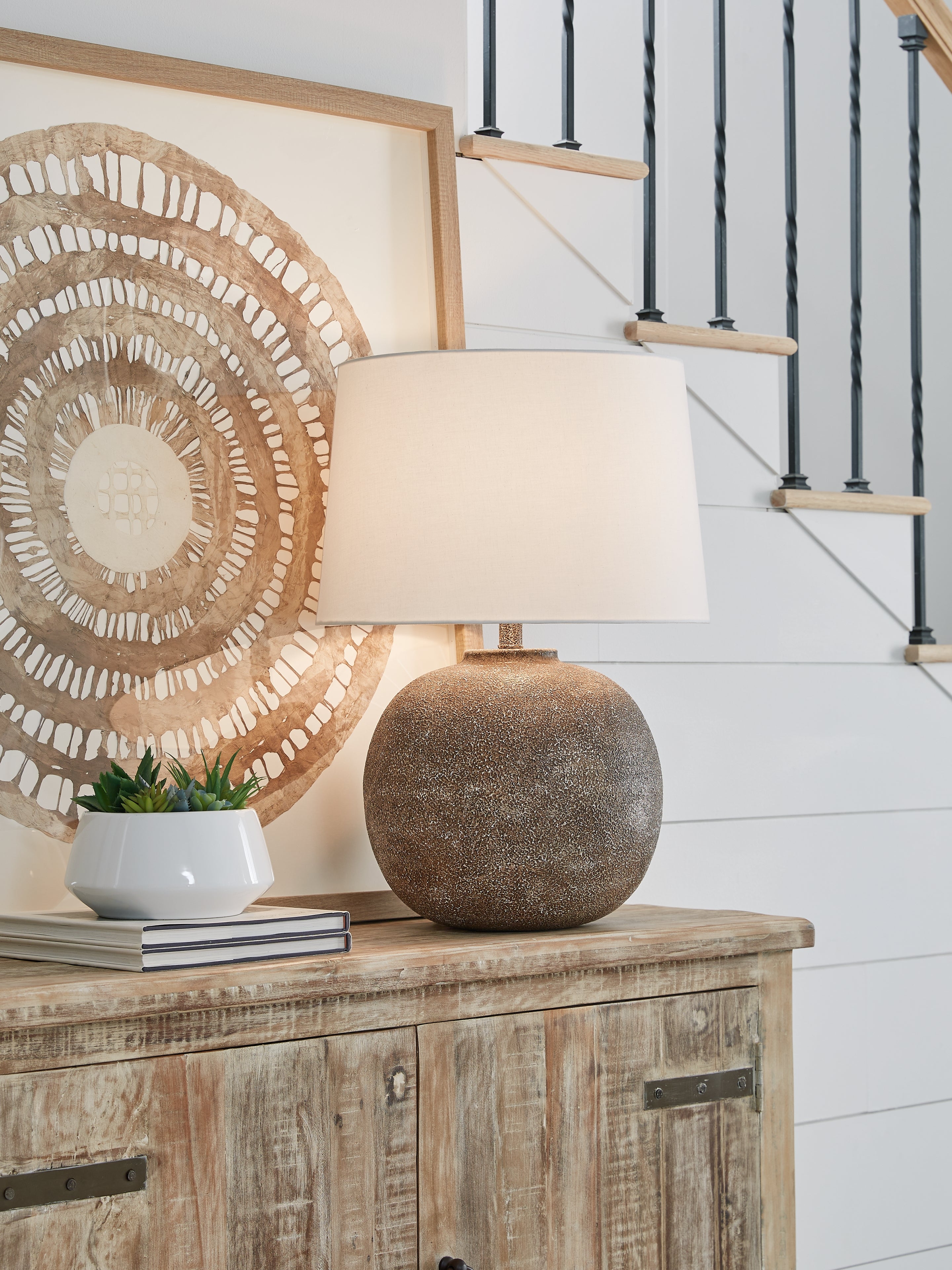 A2Z Furniture - Ashley Furniture - Neavesboro Lighting - 2-Piece Lamp Set / Antique Brown/White - L207484X2