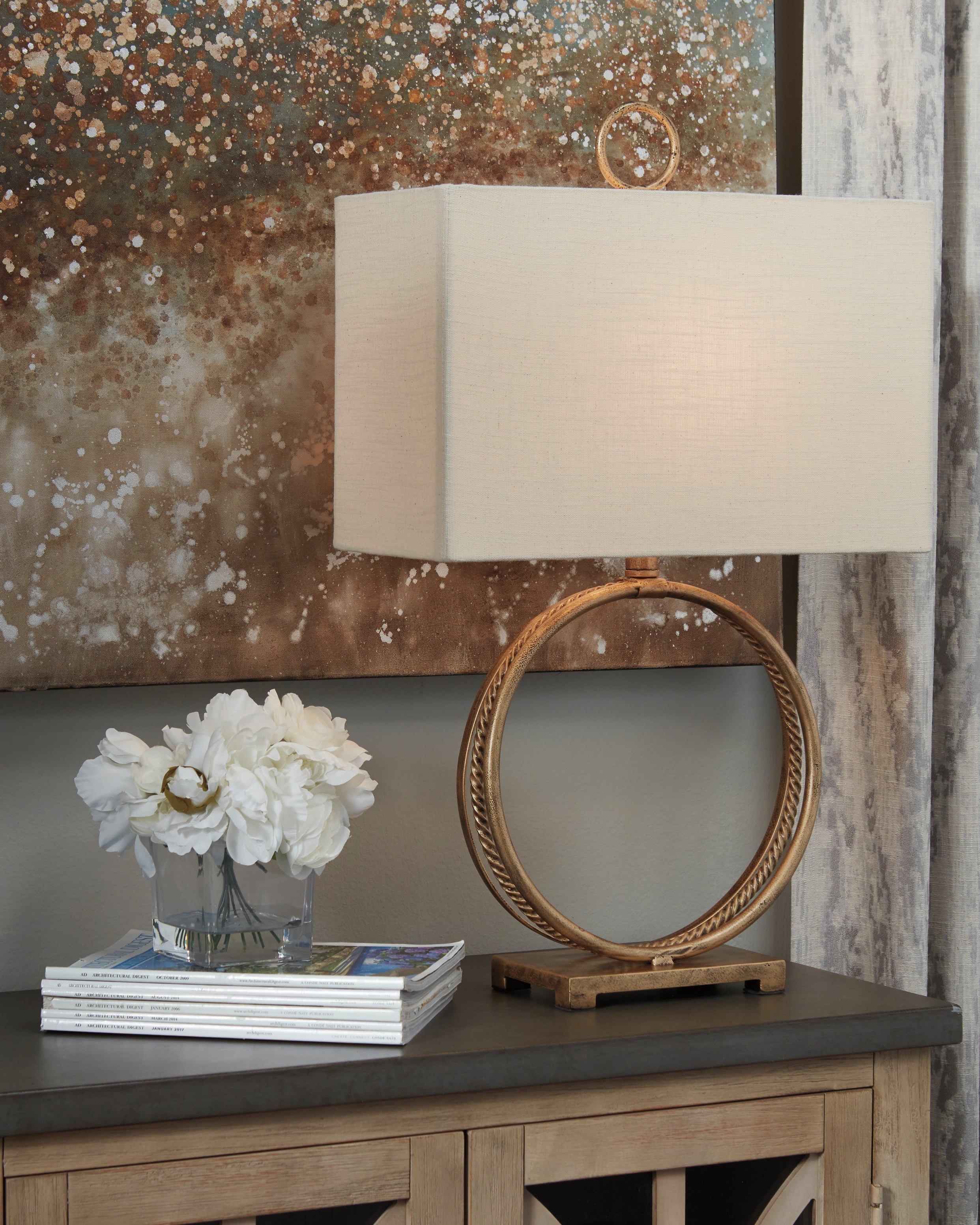 A2Z Furniture - Ashley Furniture - Mahala Lighting - Table Lamp (Set of 2) / Antique Gold Finish - L208124X2