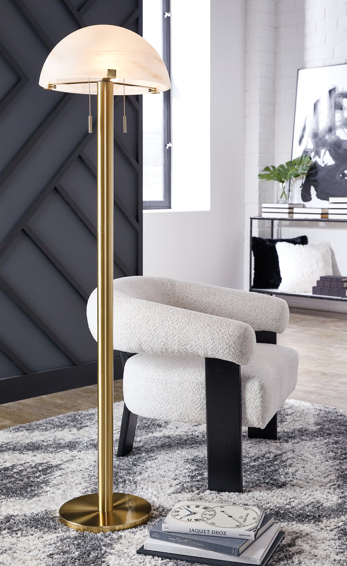 A2Z Furniture - Ashley Furniture - Tobbinsen Lighting - Metal Floor Lamp (1/CN) / Brass Finish - L208421