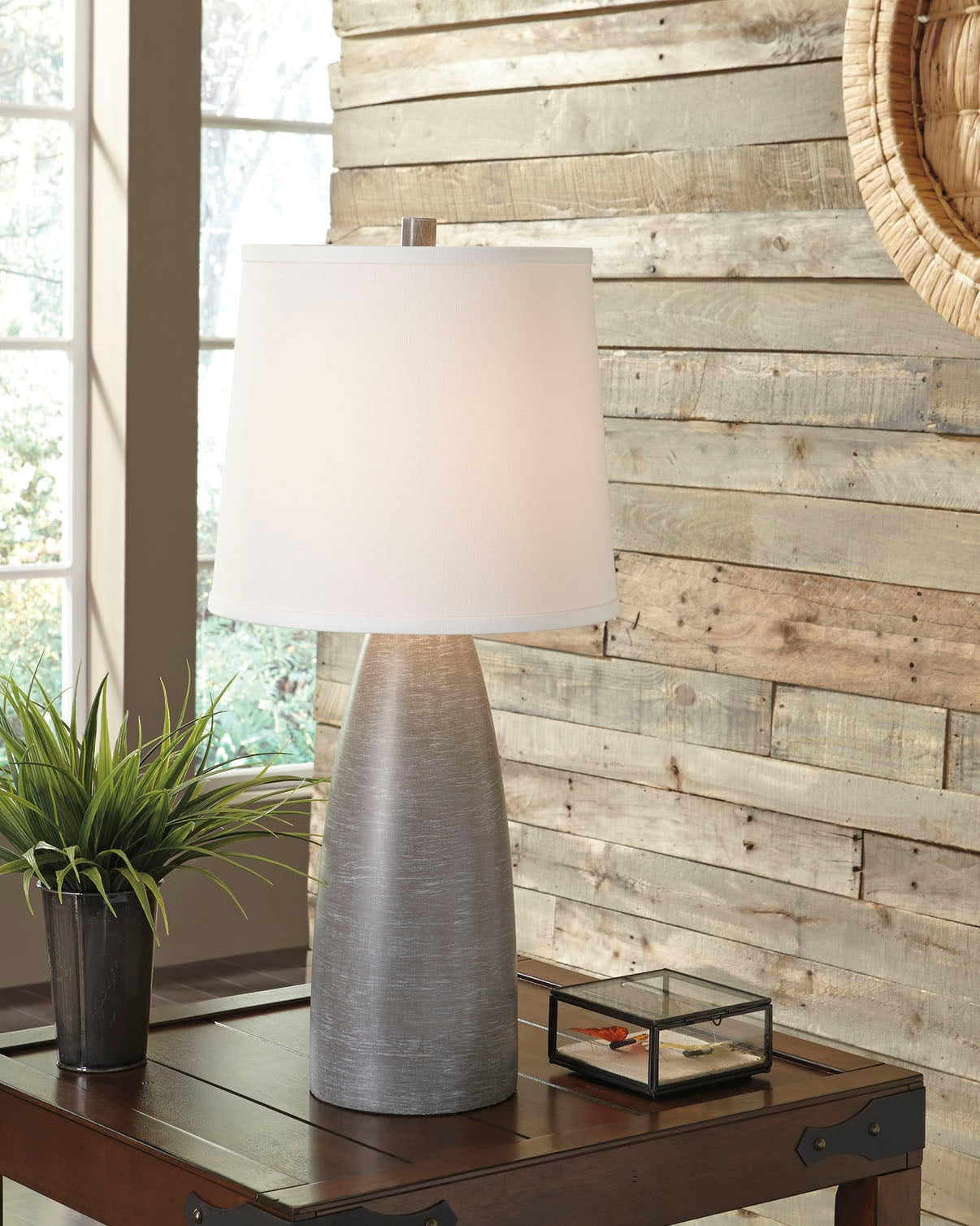 A2Z Furniture - Ashley Furniture - Shavontae Lighting - Poly Table Lamp (Set of 2) / Gray - L243004