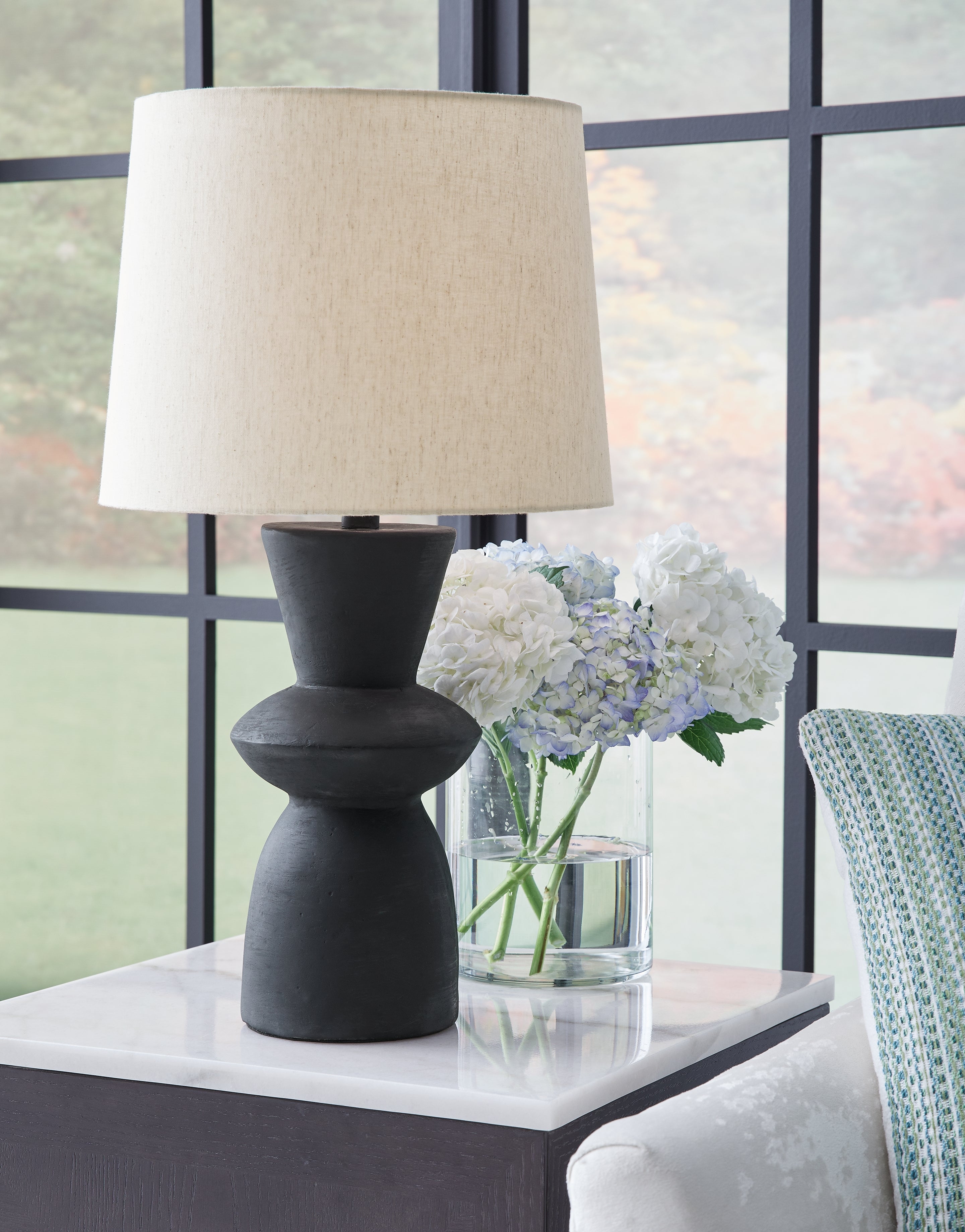 A2Z Furniture - Ashley Furniture - Scarbot Lighting - Paper Table Lamp (Set of 2) / Distressed Black - L243354