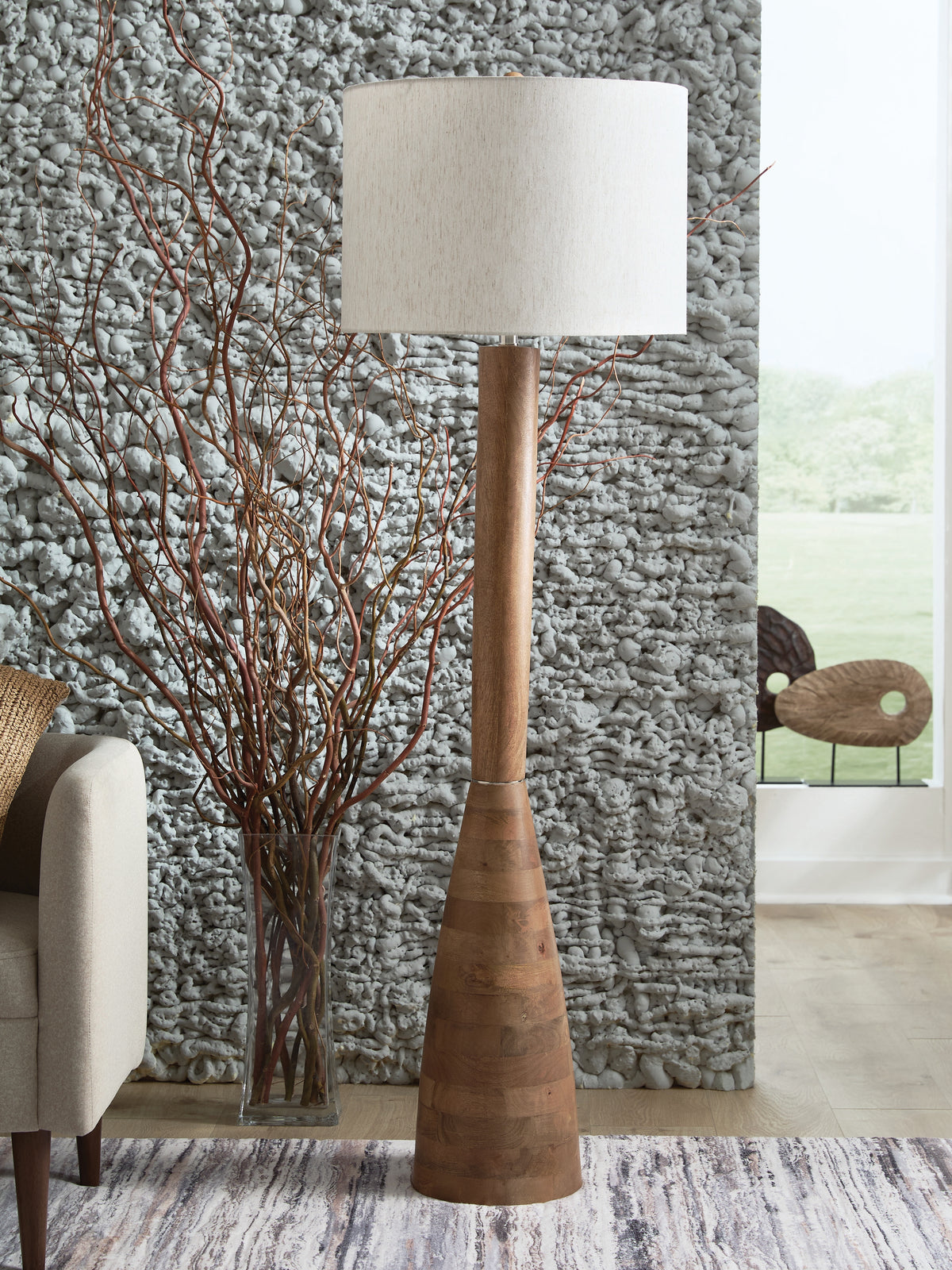 A2Z Furniture - Ashley Furniture - Ailsa Lighting - Wood Floor Lamp (1/CN) / Natural Brown - L329111
