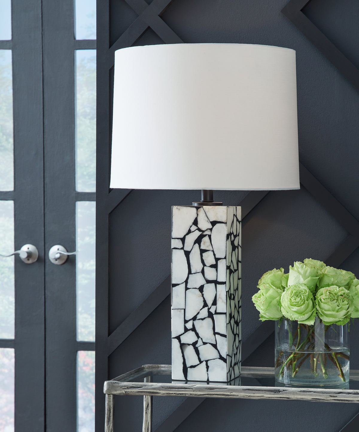 A2Z Furniture - Ashley Furniture - Macaria Lighting - Table Lamp (Set of 2) / White/Black - L429044X2