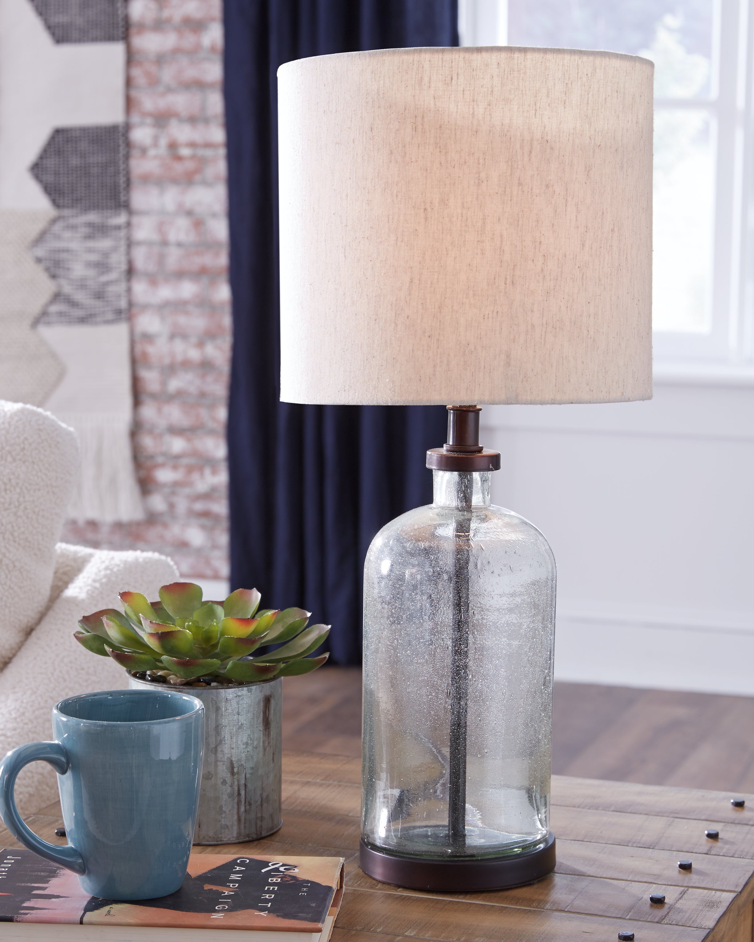 A2Z Furniture - Ashley Furniture - Bandile Lighting - Table Lamp (Set of 2) / Clear/Bronze Finish - L430674X2