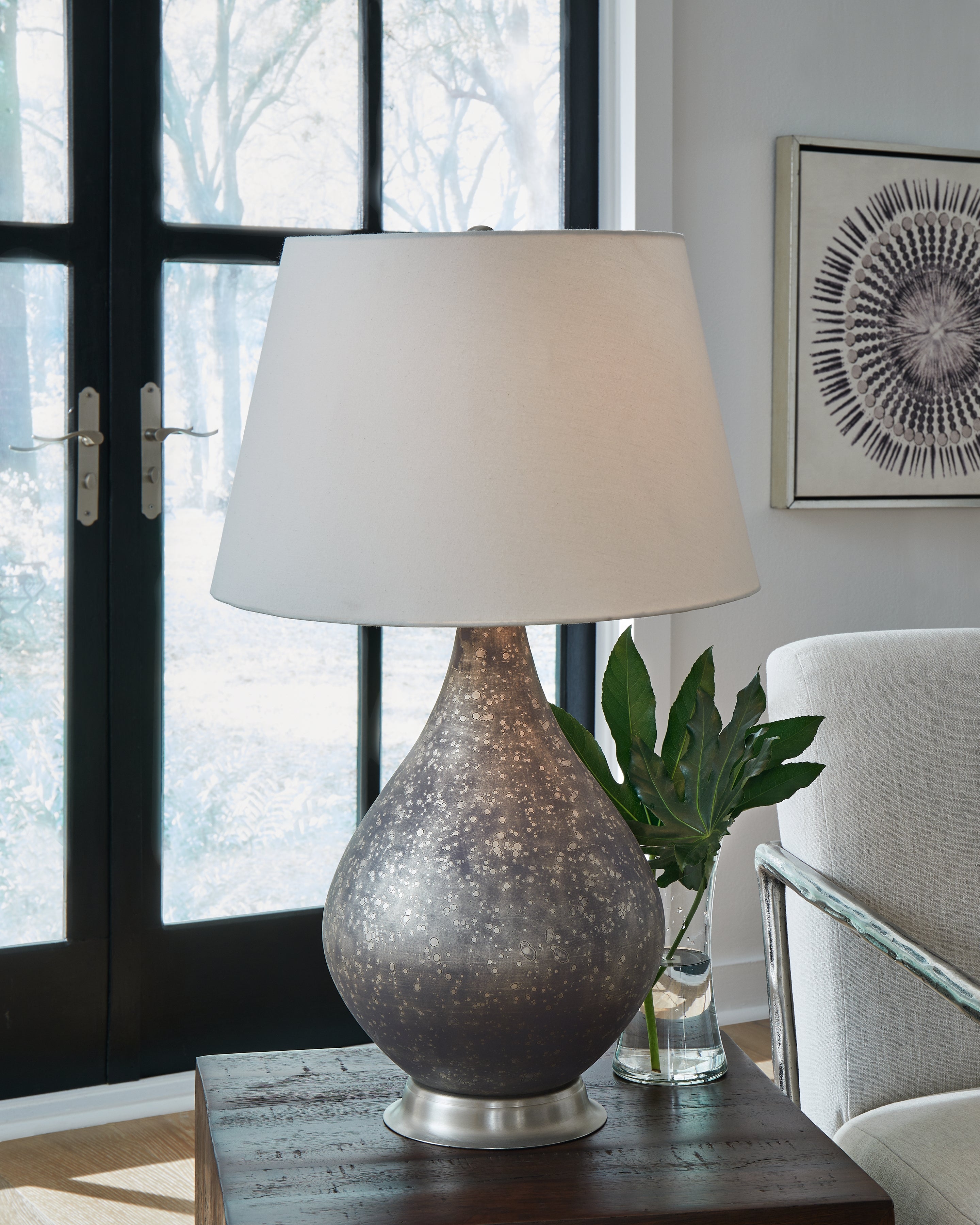 A2Z Furniture - Ashley Furniture - Bluacy Lighting - Glass Table Lamp (1/CN) / Antique Gray - L430834