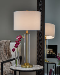 A2Z Furniture - Ashley Furniture - Orenman Lighting - Glass Table Lamp (Set of 2) / Clear/Brass Finish - L431584