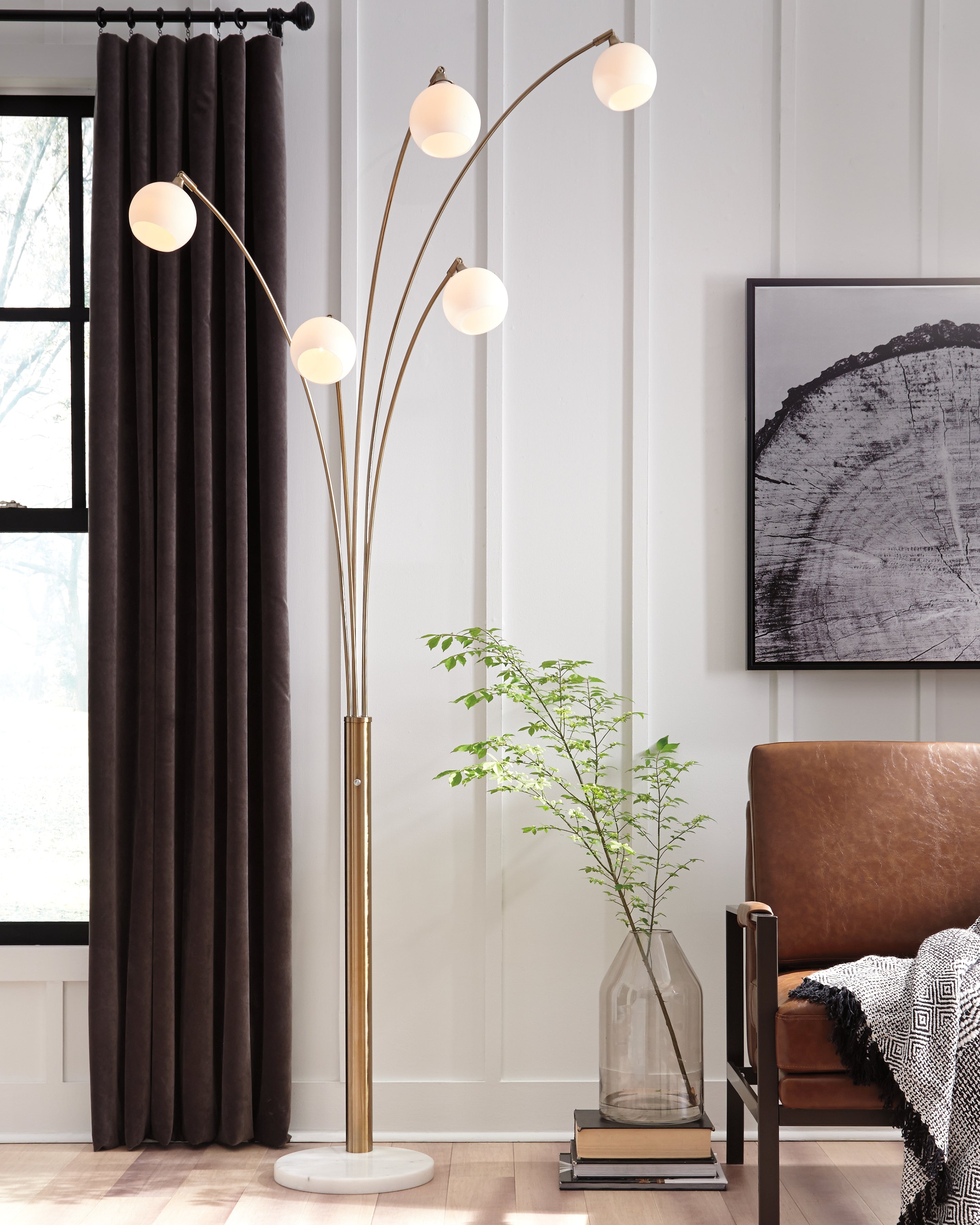 A2Z Furniture - Ashley Furniture - Taliya Lighting - Metal Arc Lamp (1/CN) / Champagne/White - L725119
