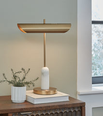A2Z Furniture - Ashley Furniture - Rowleigh Lighting - Marble Desk Lamp (1/CN) / Gold Finish/White - L734392