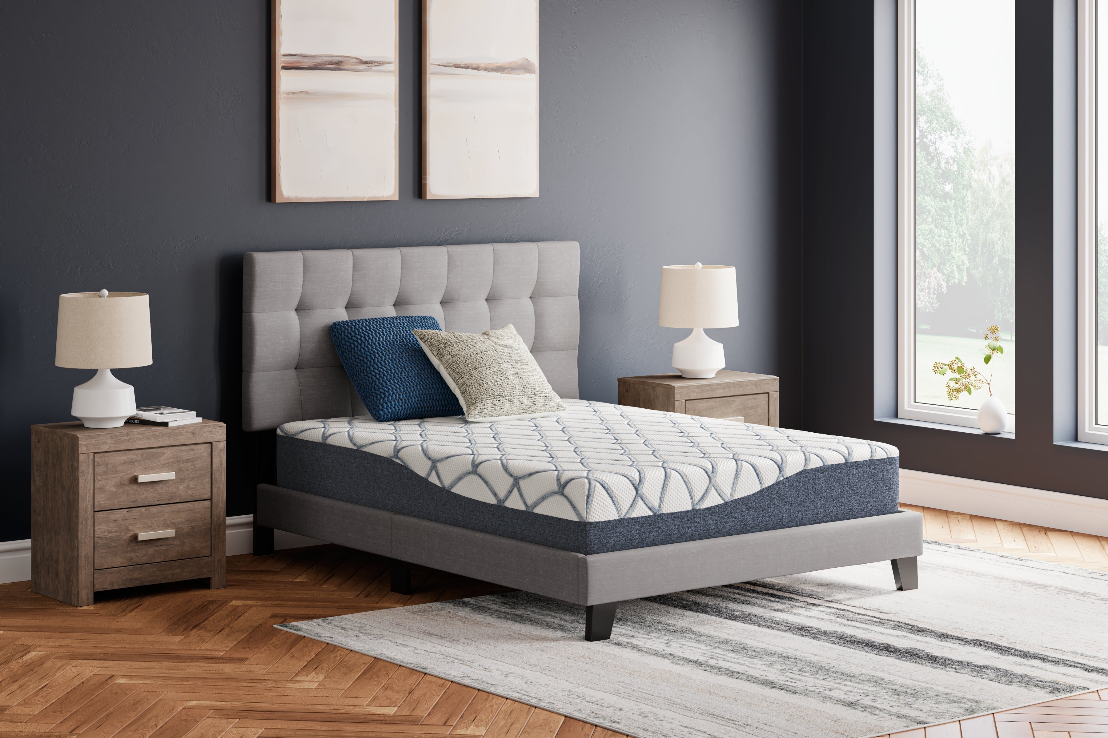A2Z Furniture - Ashley Furniture - 10 Inch Chime Elite 2.0 Mattresses - King / White/Blue - M42541