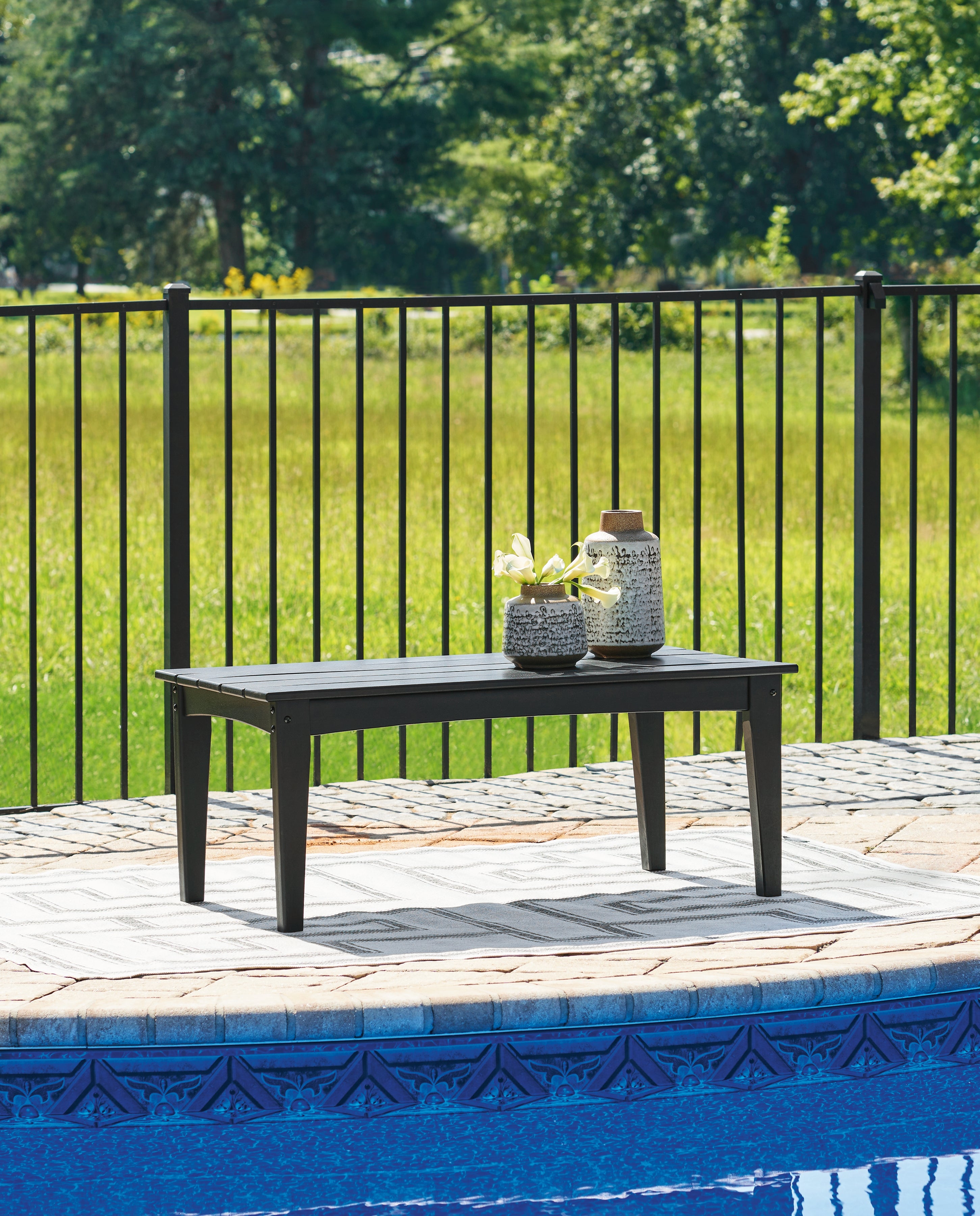 A2Z Furniture - Ashley Furniture - Hyland wave Outdoor - Rectangular Cocktail Table / Black - P108-701