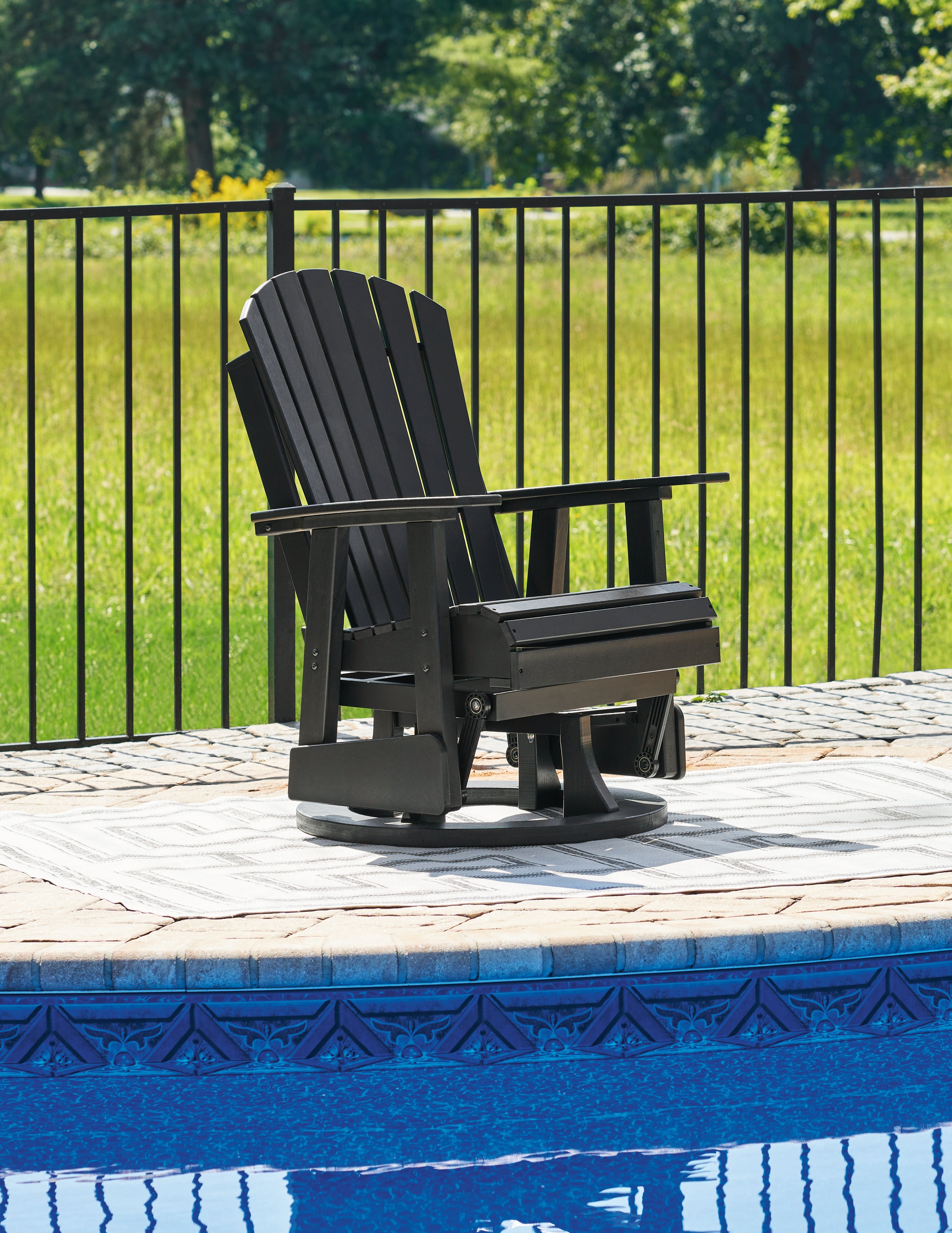 A2Z Furniture - Ashley Furniture - Hyland wave Outdoor - Swivel Glider Chair / Black - P108-820