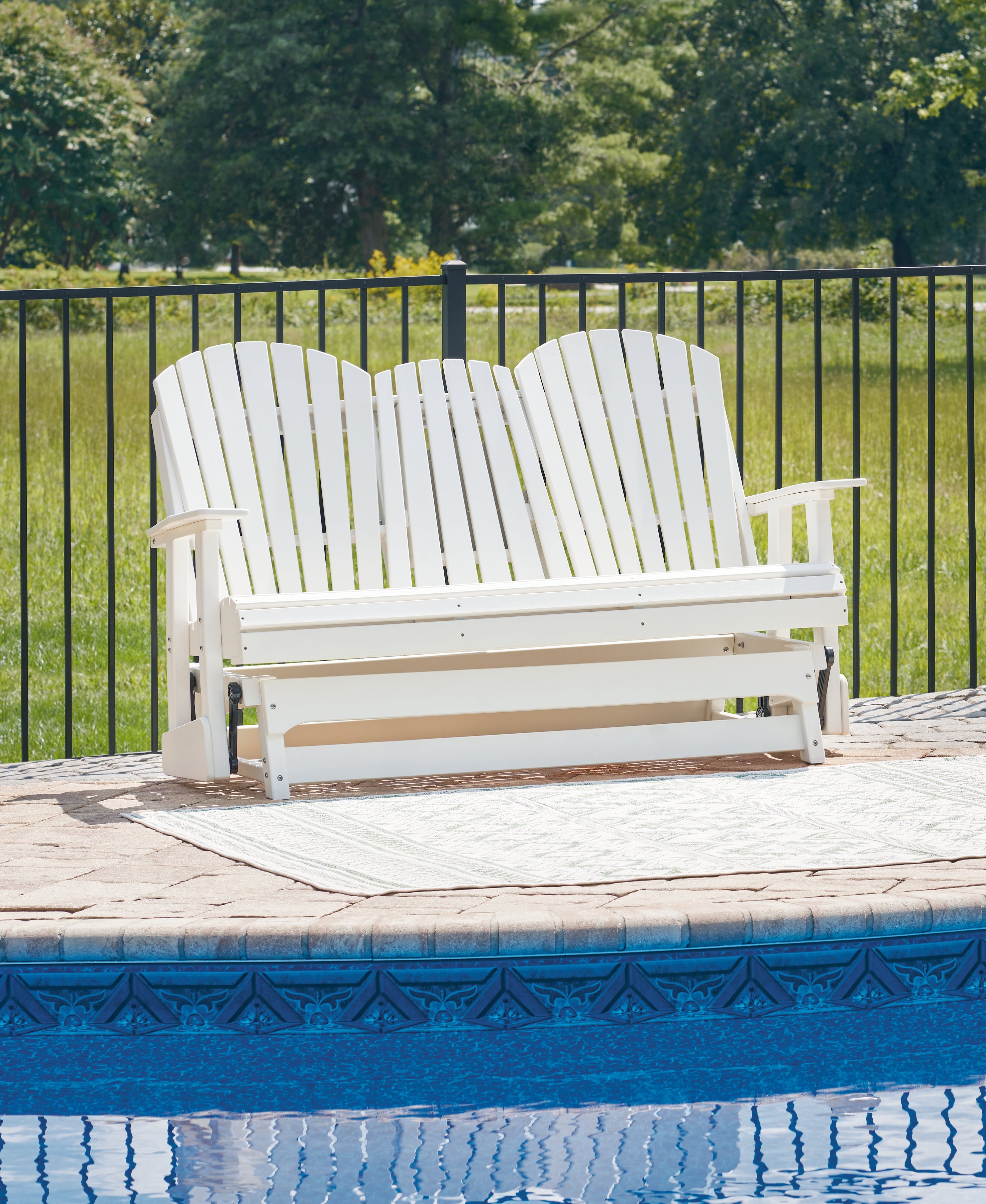 A2Z Furniture - Ashley Furniture - Hyland wave Outdoor - Glider Loveseat / White - P111-835