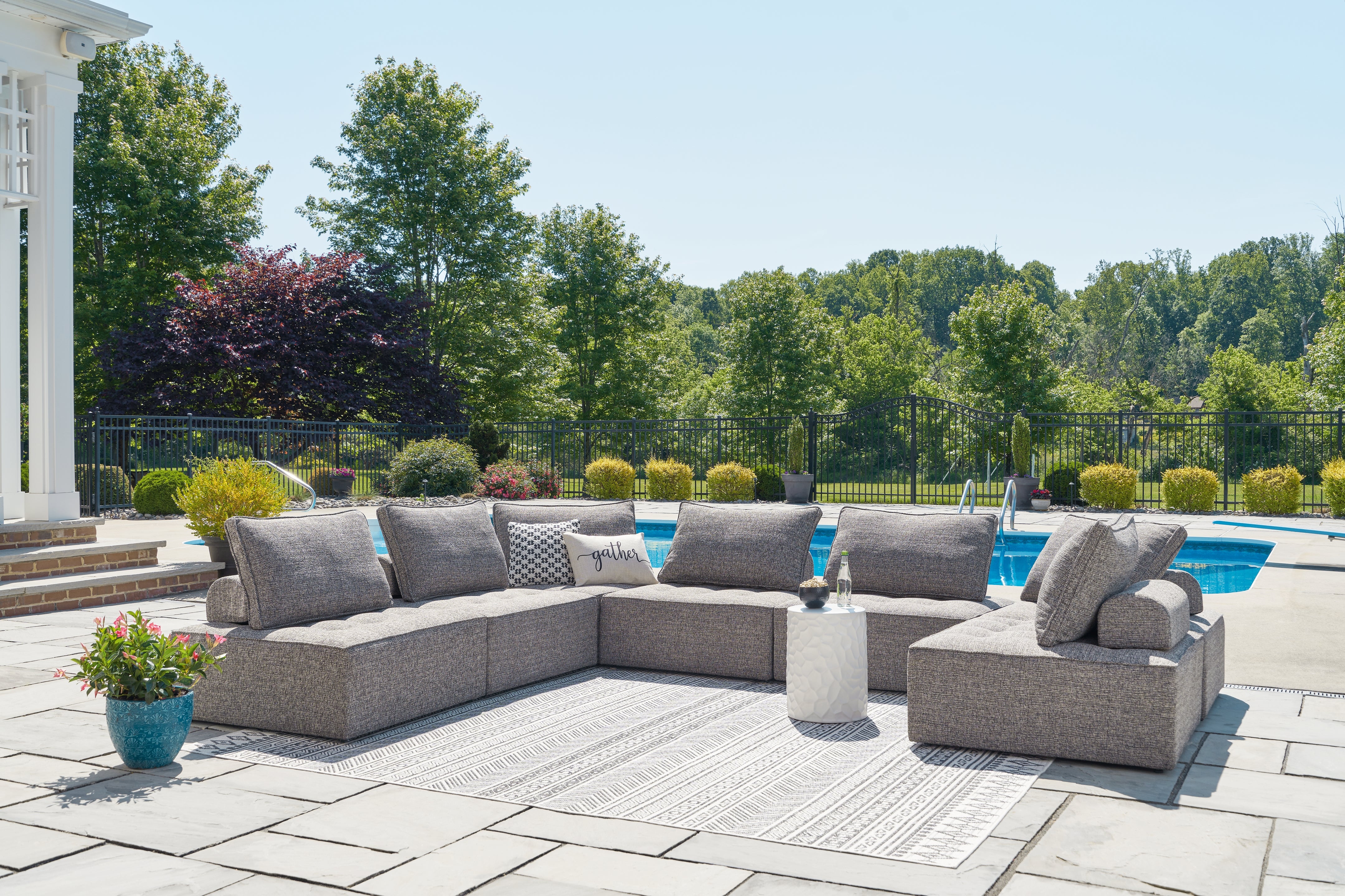 A2Z Furniture - Ashley Furniture - Bree Zee Outdoor - 7-Piece Outdoor Sectional / Brown - P160P2